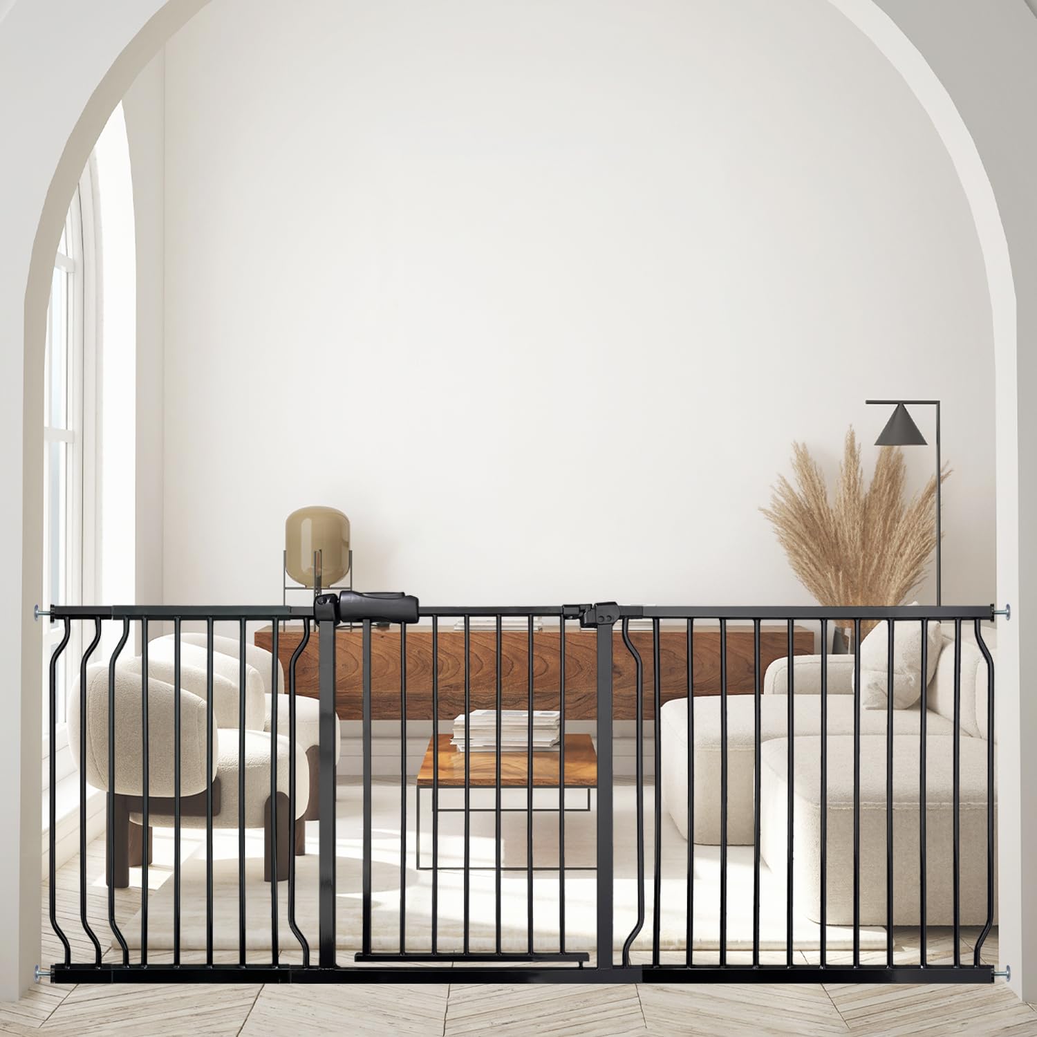 Extra Wide Baby Gates 76.4-81 Inch | Pressure Mounted Safety Gate for Stairs & Doorways | No Drill Installation | Indoor Pet & Dog Gate for Kids | Perfect for Homes with Wide Openings & Staircases