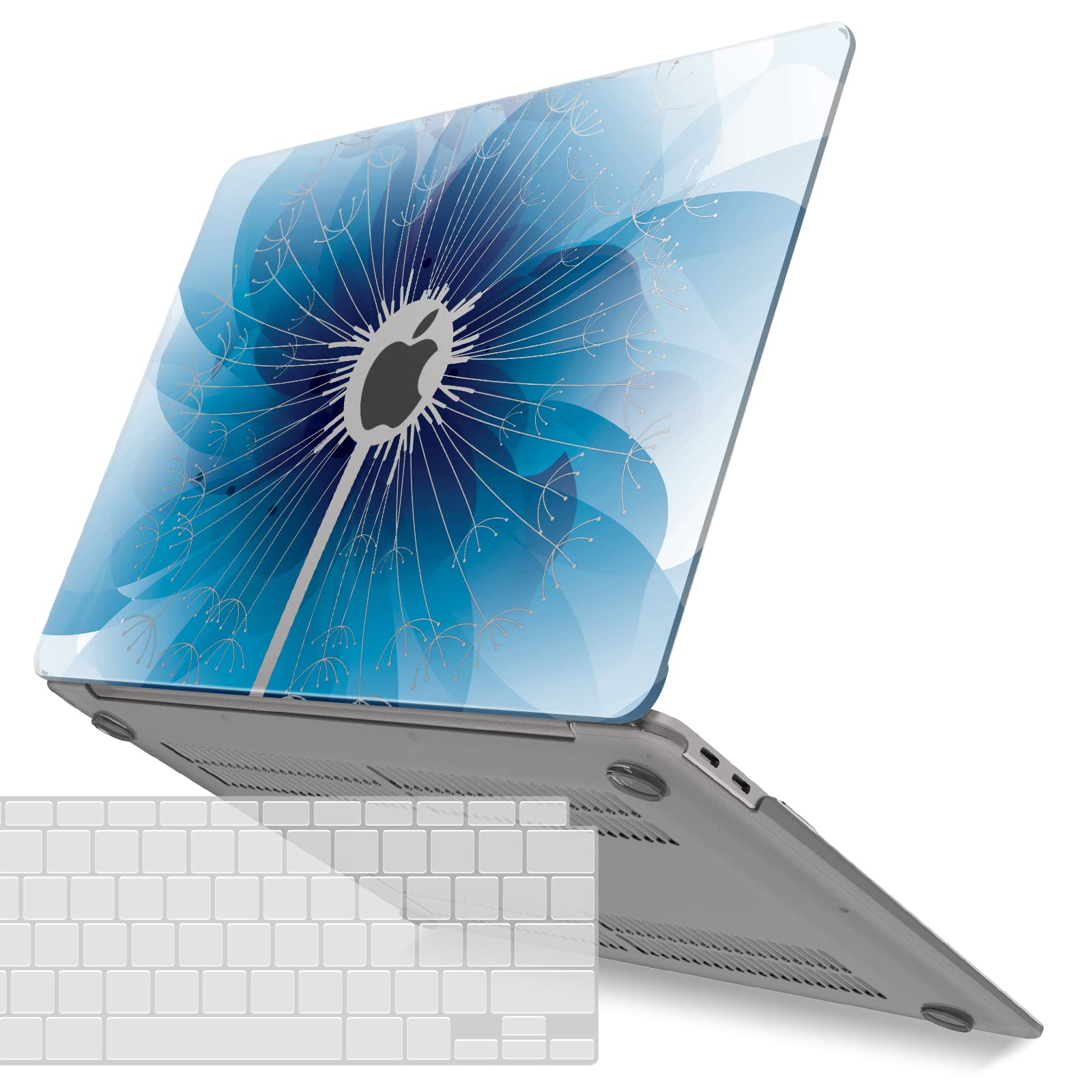 iBenzer Hard Plastic Protective Case for MacBook Air 13-inch (2020-2022 Models A1932/A2179/A2337 M1) with Keyboard Cover & Touch ID Protection - Dandelion Design | Perfect for Work, Travel & School Use