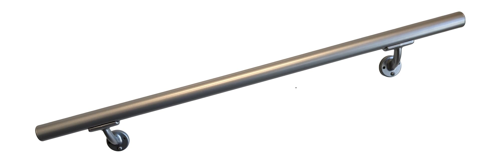 OHR 4' Silver Handrail Section with Mounts - USA Made Stair Railing - Easy Installation for Indoor & Outdoor Stairs, Porch, Deck - Perfect for Home Safety and ADA Compliance