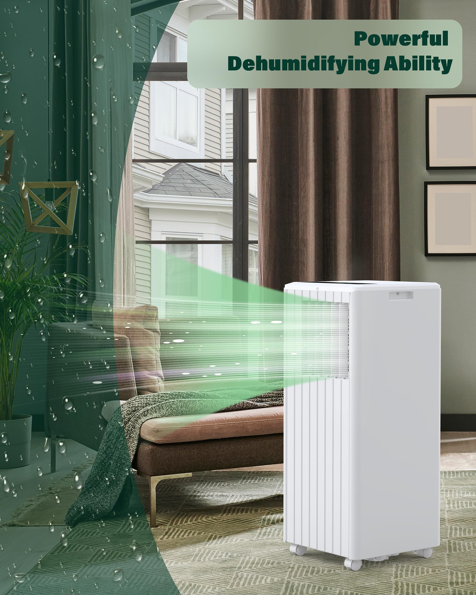 8000 BTU Portable Air Conditioner for Rooms Up to 350 Sq.Ft - Energy Efficient Cooling with Remote Control - White - Perfect for Bedrooms, Offices & Small Apartments