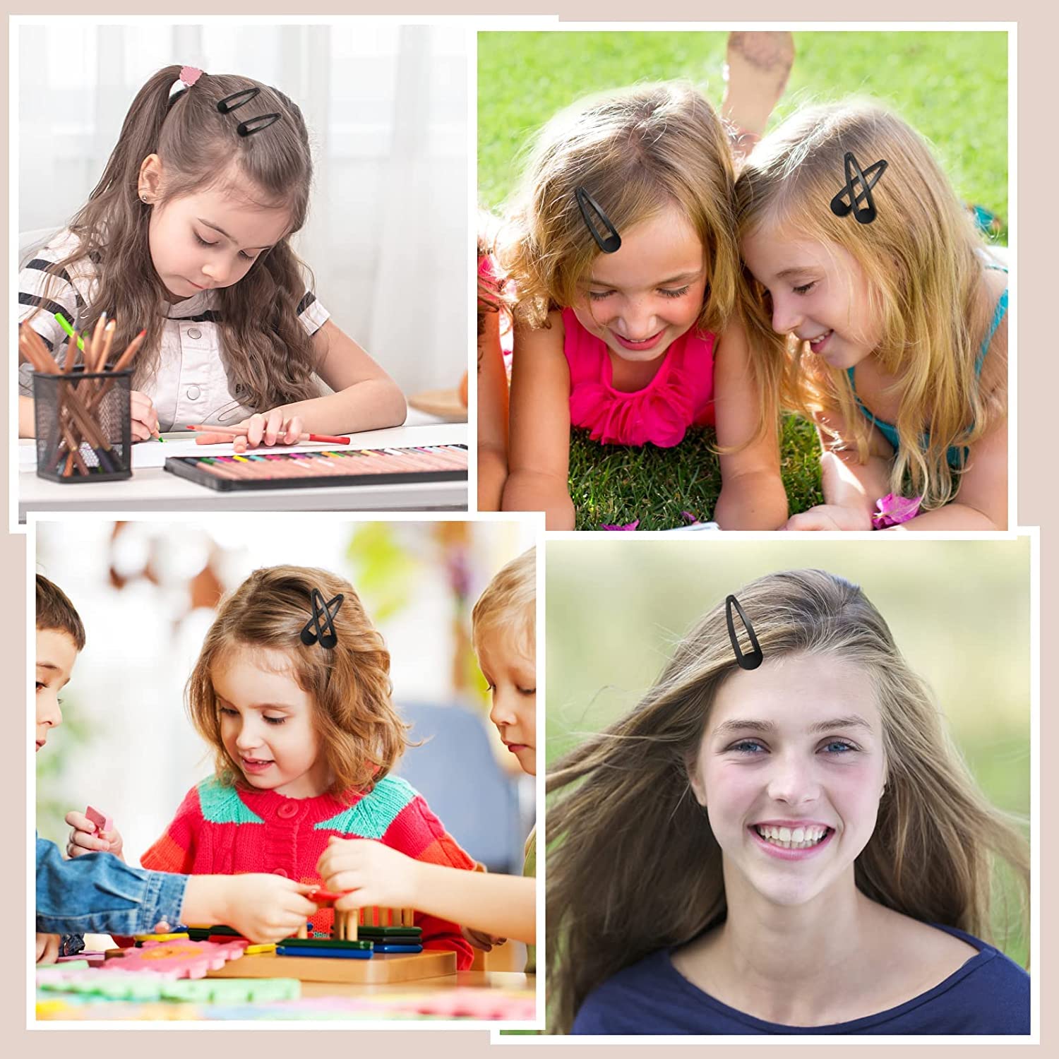 Glossy Metal Tic Tac Hair Clips for Women, Girls & Kids - 2 Inch Hair Accessories (12 Pack, Black) - Perfect for School, Parties & Everyday Hairstyles