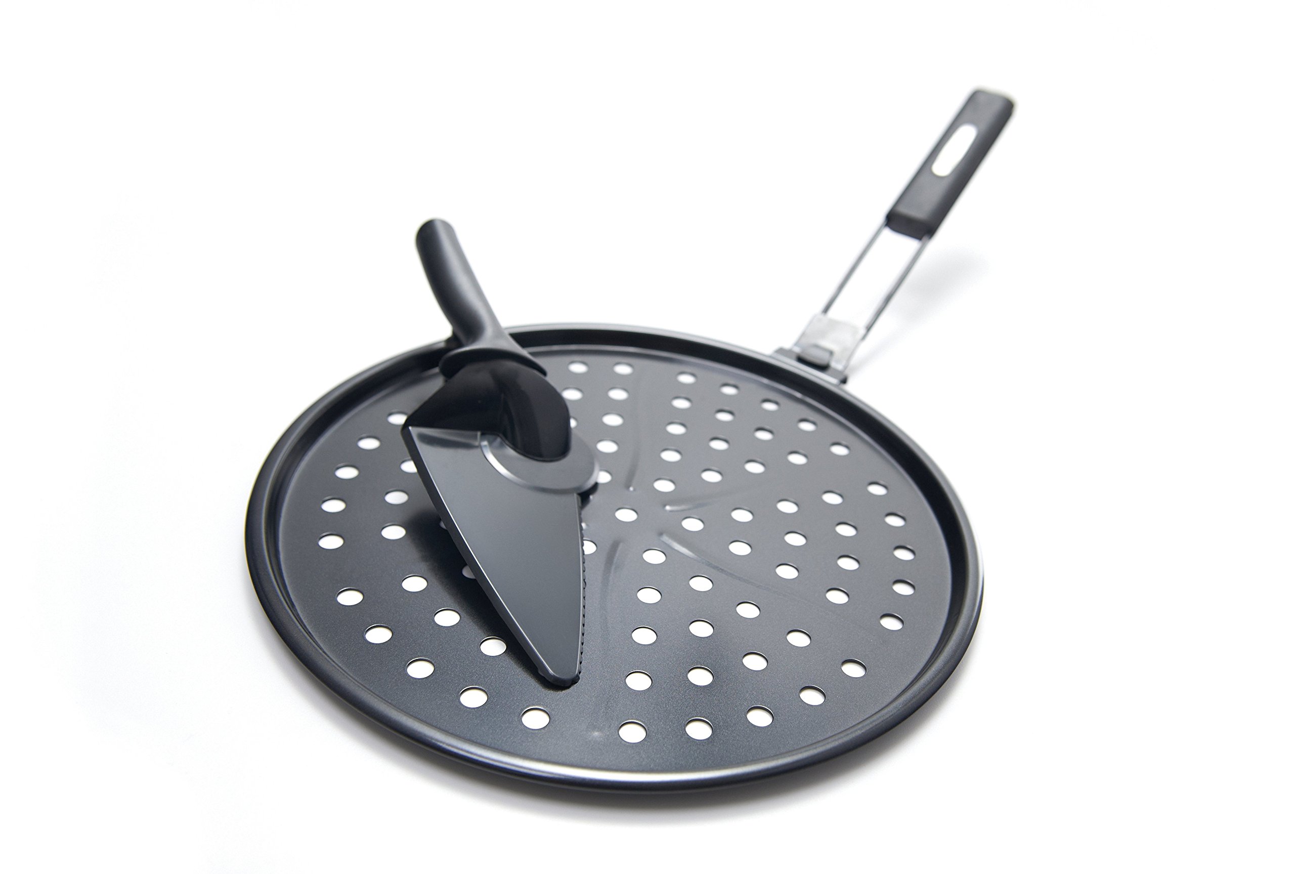 GrillPro 98140 12-Inch Non-Stick Pizza Grill Pan for Outdoor BBQ, Camping & Home Cooking - Perfect for Grilling, Baking & Serving Pizzas