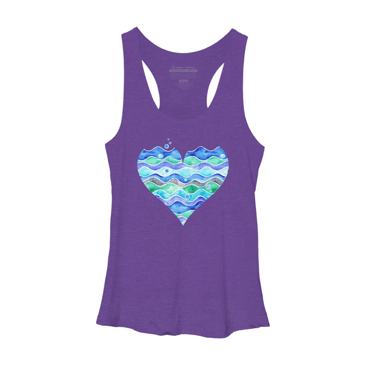 Design By Humans Women's A Sea of Love (White) by Timone Racerback Tank Top - Soft Breathable Workout & Yoga Top for Women - Perfect for Gym, Running, and Summer Outfits