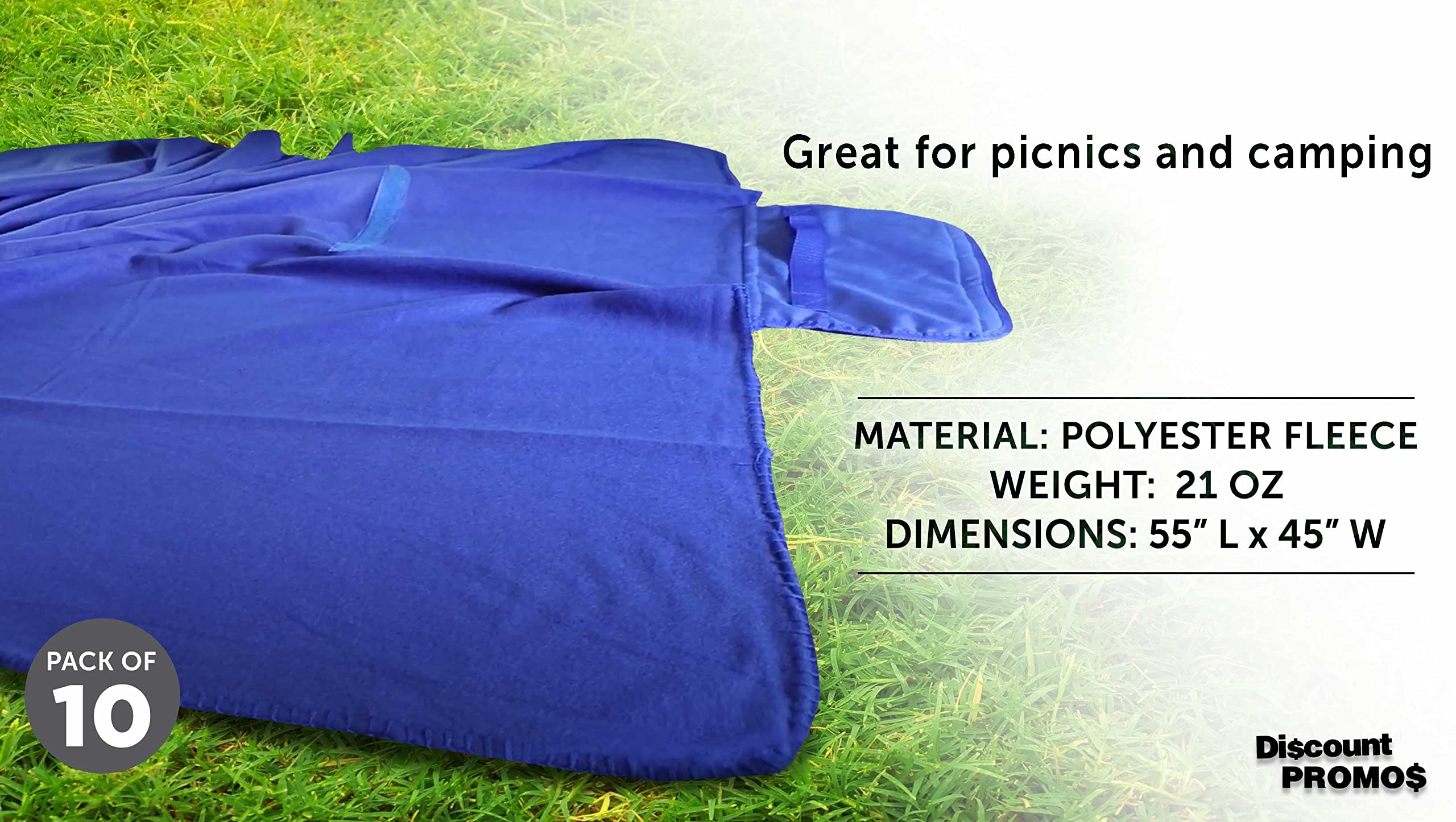 Custom Roll Up Picnic Blankets Set of 10 - Personalized Bulk Pack for Camping, Beach & Outdoor Activities - Waterproof & Portable Blue Blanket - Perfect for Family Picnics, Music Festivals and Park Outings