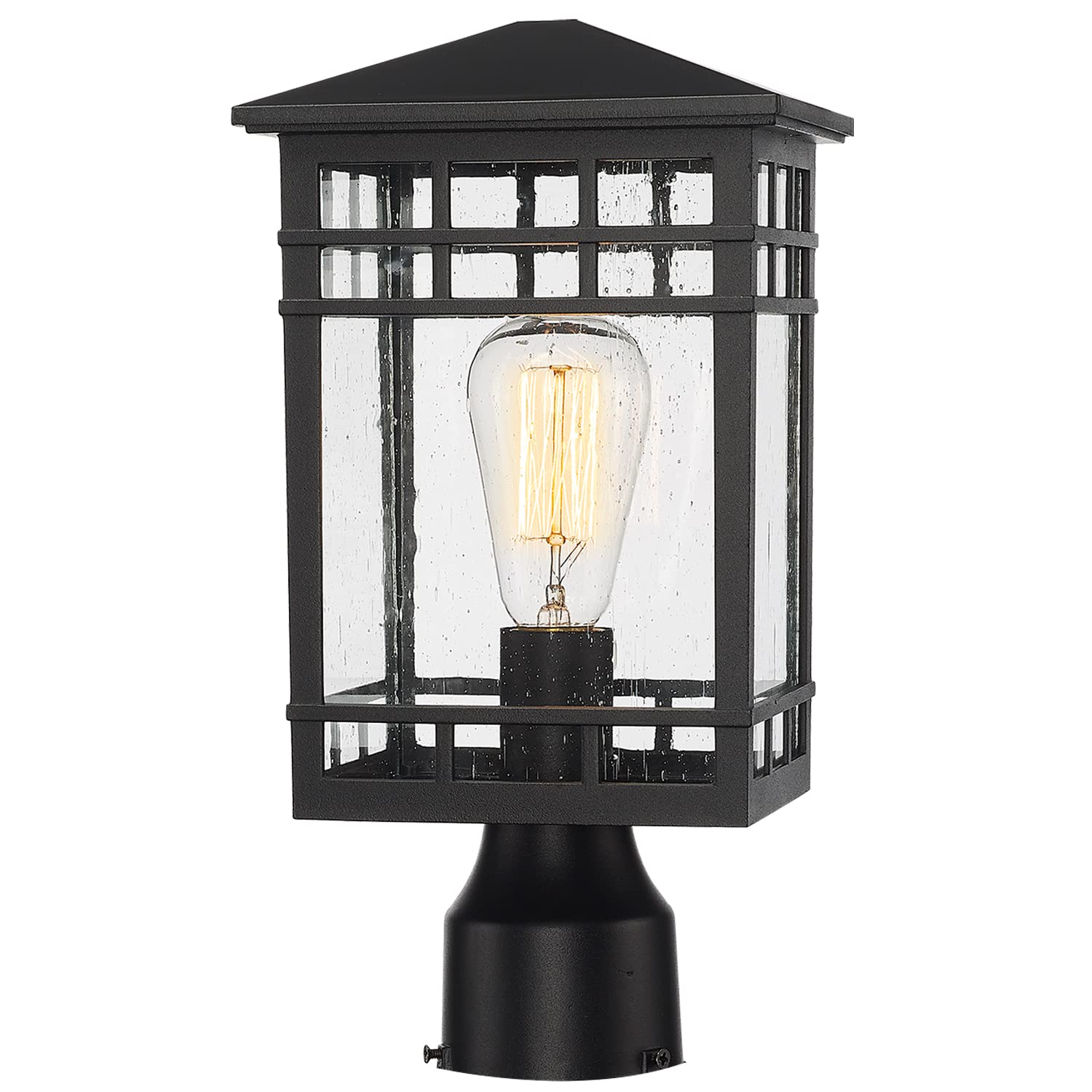 Outdoor Post Lights - Waterproof Aluminum Lamp Post Fixture with Seeded Glass for Walkway, Garden, Patio | Durable Exterior Lighting for Driveway, Yard & Landscape Decor
