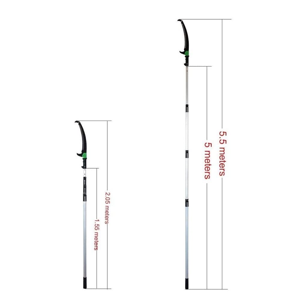 18 ft Telescopic Pole Saw with Curved Blade - 5.5m Extendable Tree Pruner for Trimming High Branches, Cutting Leaves & Fruit Tree Maintenance - Perfect for Landscaping, Gardening & Outdoor Yard Work