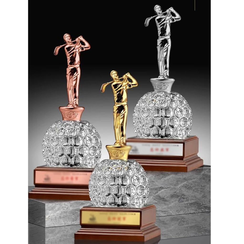 Premium Golf Trophy Awards - Gold Silver Bronze Champion Souvenir for International Golf League | 17x43cm Decorative Ornament | Perfect for Tournaments, Competitions & Office Decor