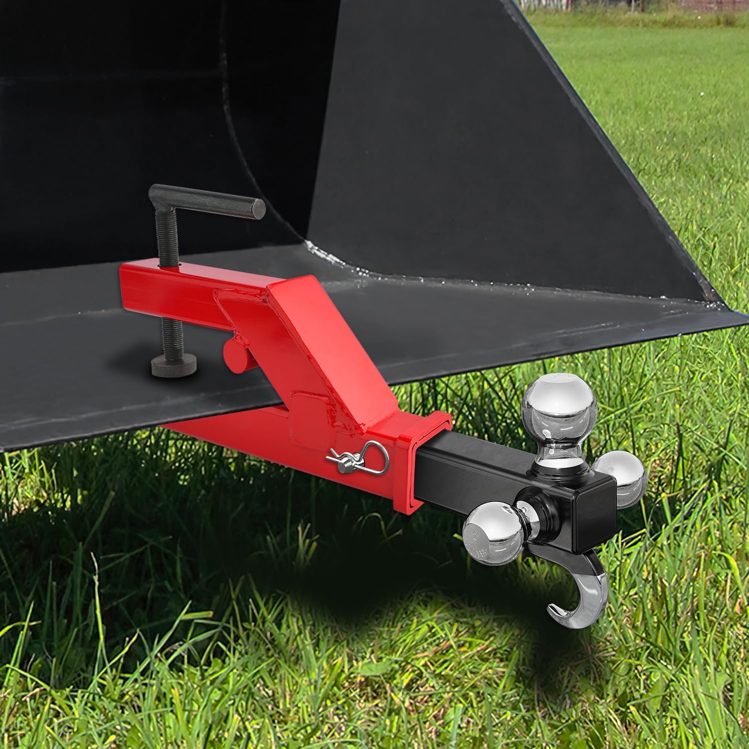 2 Inch Clamp On Trailer Hitch Ball Mount Receiver for Tractor Bucket - Heavy Duty Towing Accessory for Farm Equipment & Utility Trailers