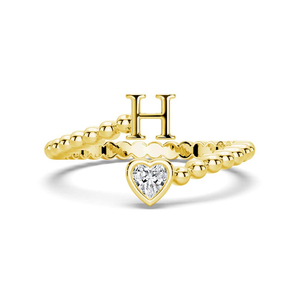 Lab Grown Diamond Personalized Initial Promise Ring for Women - Custom Engraved 14K Gold/White Gold Name Letter Ring - Perfect for Anniversaries, Engagements & Special Occasions