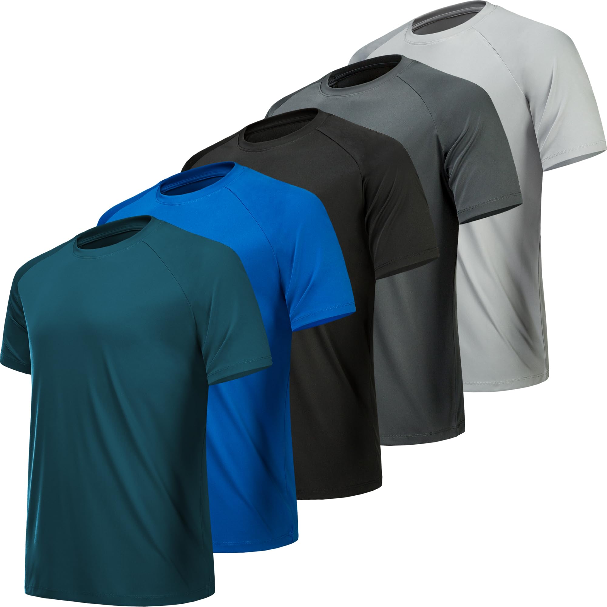 5/7 Pack Men's Quick Dry Moisture Wicking Workout Shirts - Breathable Athletic Gym T-Shirts for Running, Training & Fitness Activities