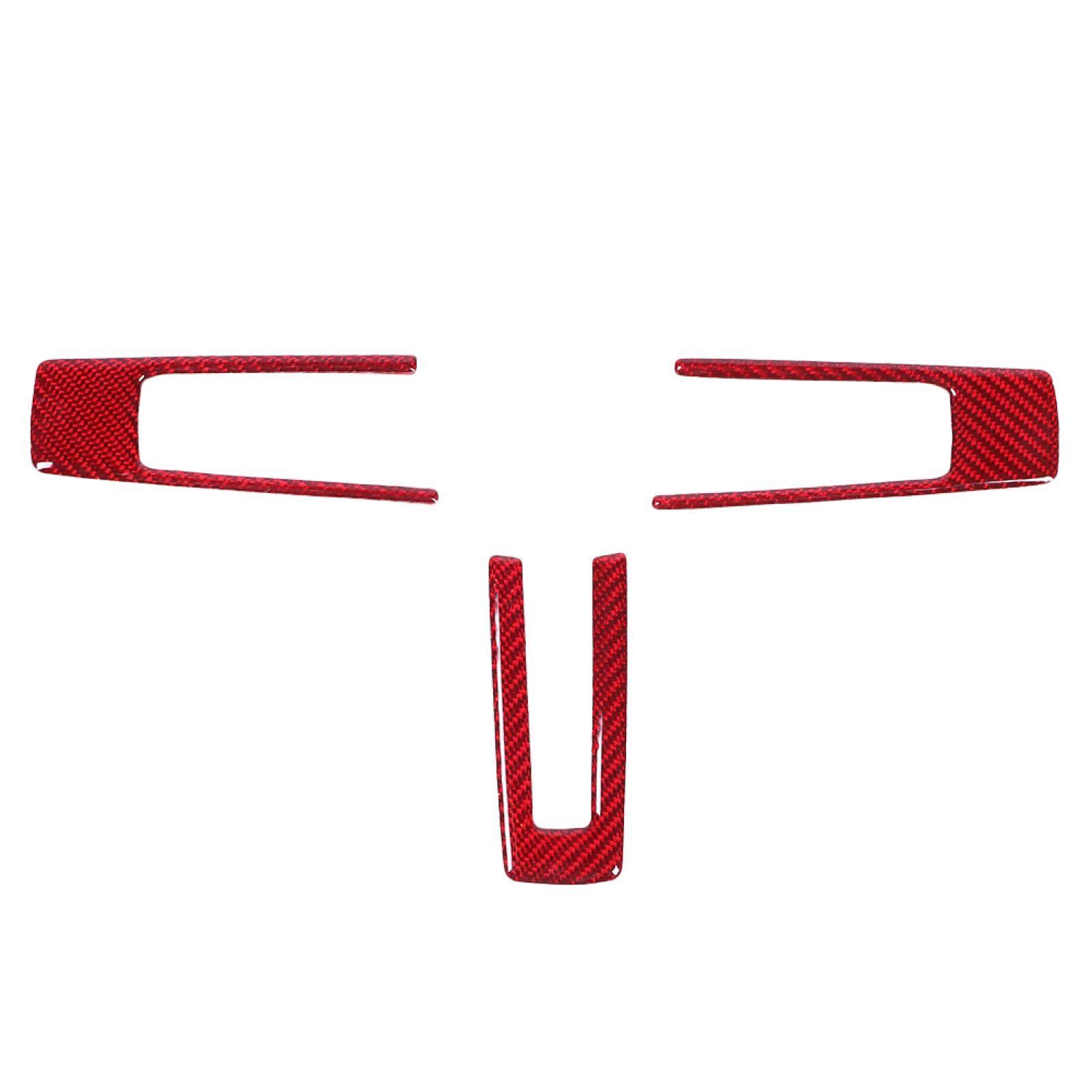 Red Carbon Fiber Steering Wheel Frame Sticker Cover Trim - 3PCS Set for 2009-2013 Ford Mustang | Interior Decoration & Protection | Perfect for Car Enthusiasts & Customization Projects