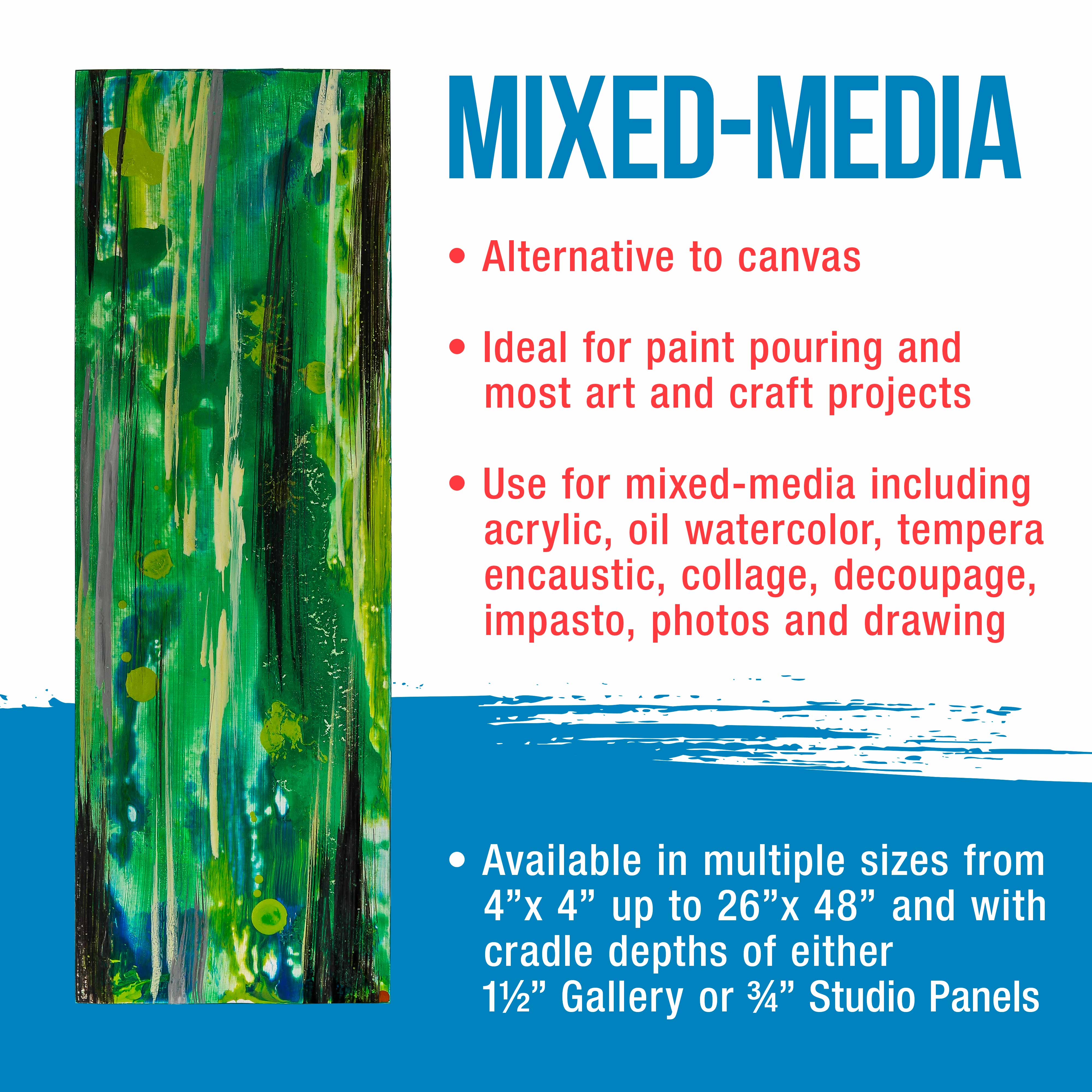 6 x 24 Unfinished Cradled Wood Panels for Painting - 2 Pack Gallery Depth Wooden Canvases - Perfect for Acrylic, Oil, Encaustic & Paint Pouring Art - DIY Mixed Media Craft Projects & Home Wall Decor