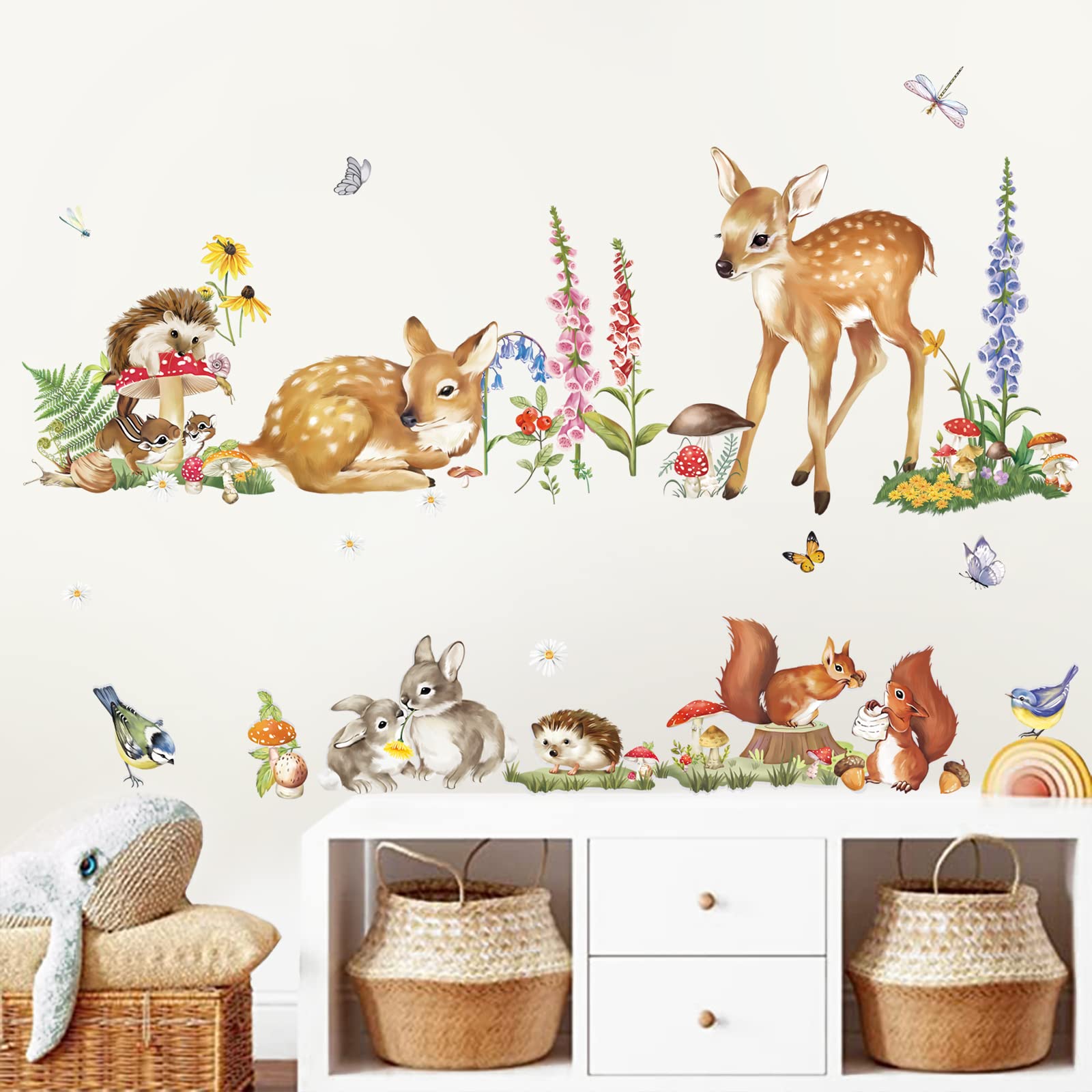 Woodland Animal Wall Decals - Deer, Rabbit & Squirrel Stickers for Kids Room & Nursery Decor | Easter, Baby Shower & Birthday Party Wall Art