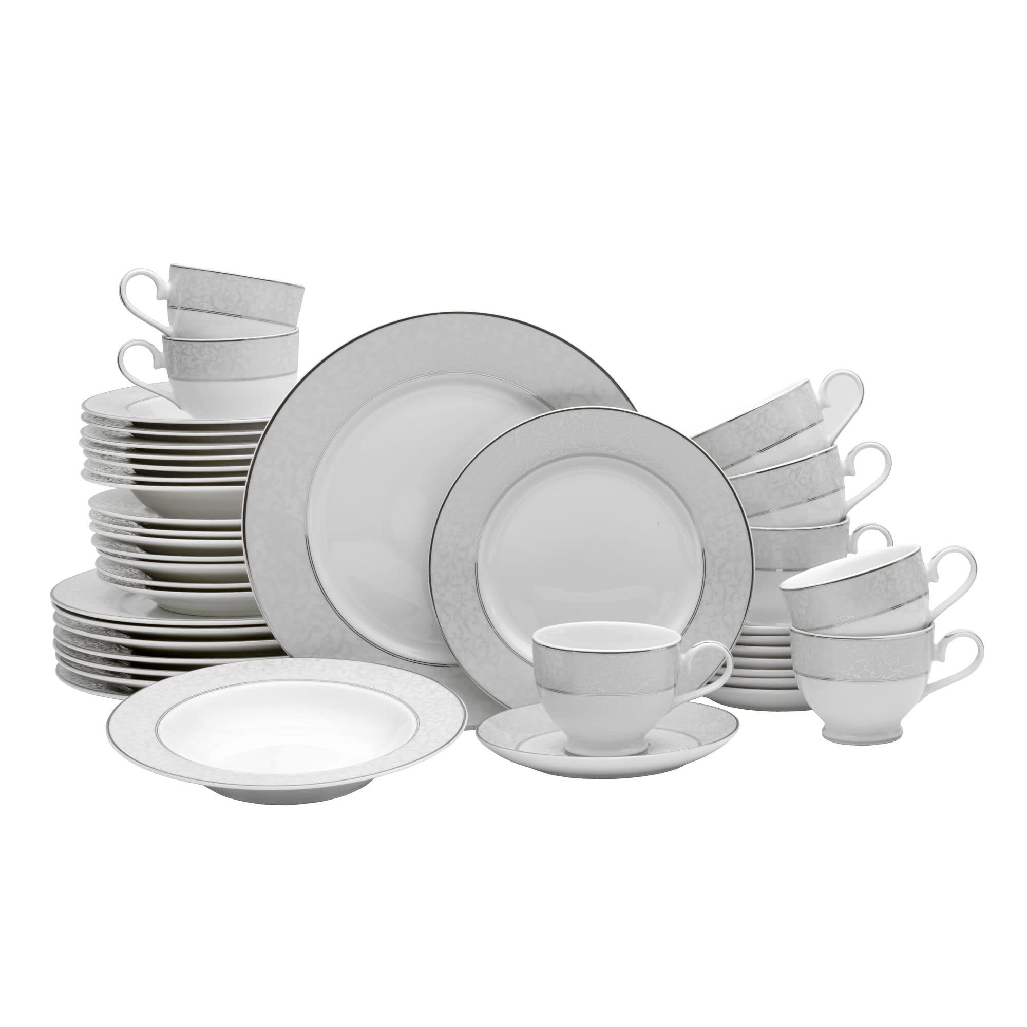 Mikasa Parchment 40-Piece Dinnerware Set - Service for 8 - Elegant Stoneware Plates, Bowls & Mugs - Perfect for Family Dinners, Holiday Entertaining & Restaurant-Style Dining