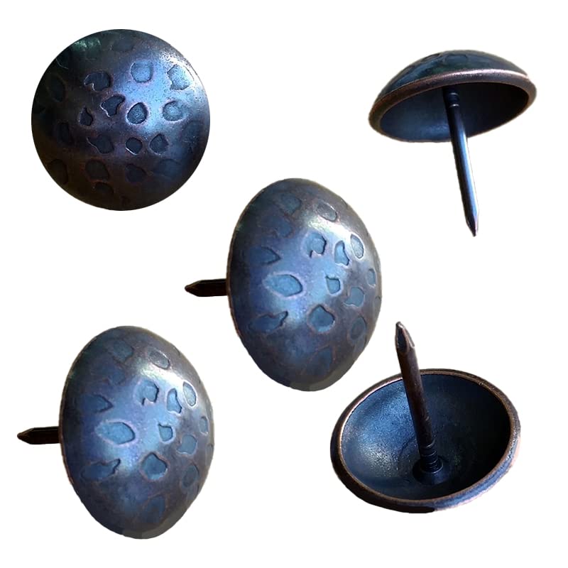 1 Inch Round Clavos (100 Pack) - Aged-Pitted Look Oil Rubbed Bronze Finish for Furniture, Cabinets & DIY Home Decor Projects