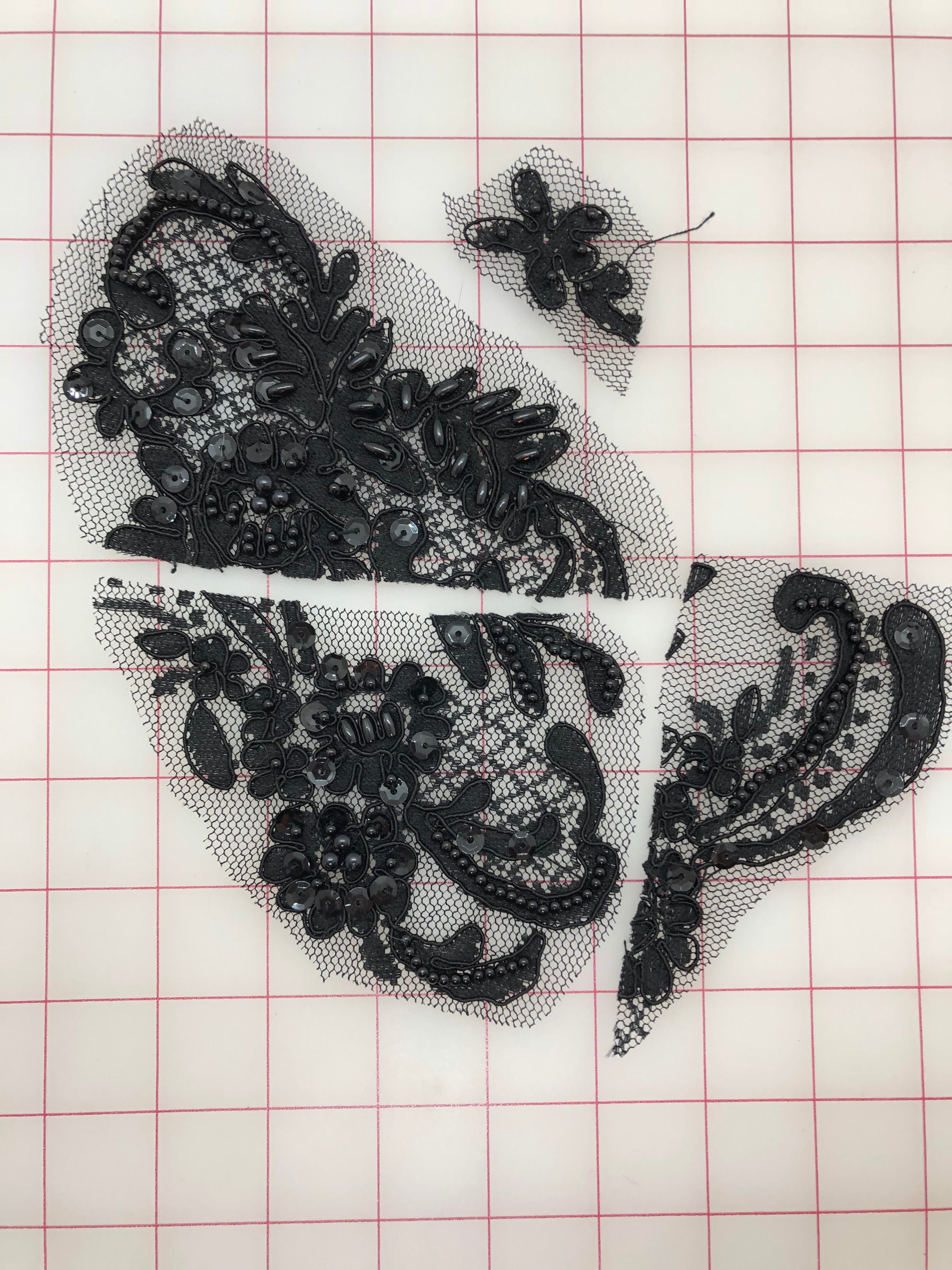Exquisite Beaded & Sequined Lace Applique Motifs - Black Styles A, B, C, D | Perfect for Wedding Dresses, Evening Gowns & DIY Fashion Projects