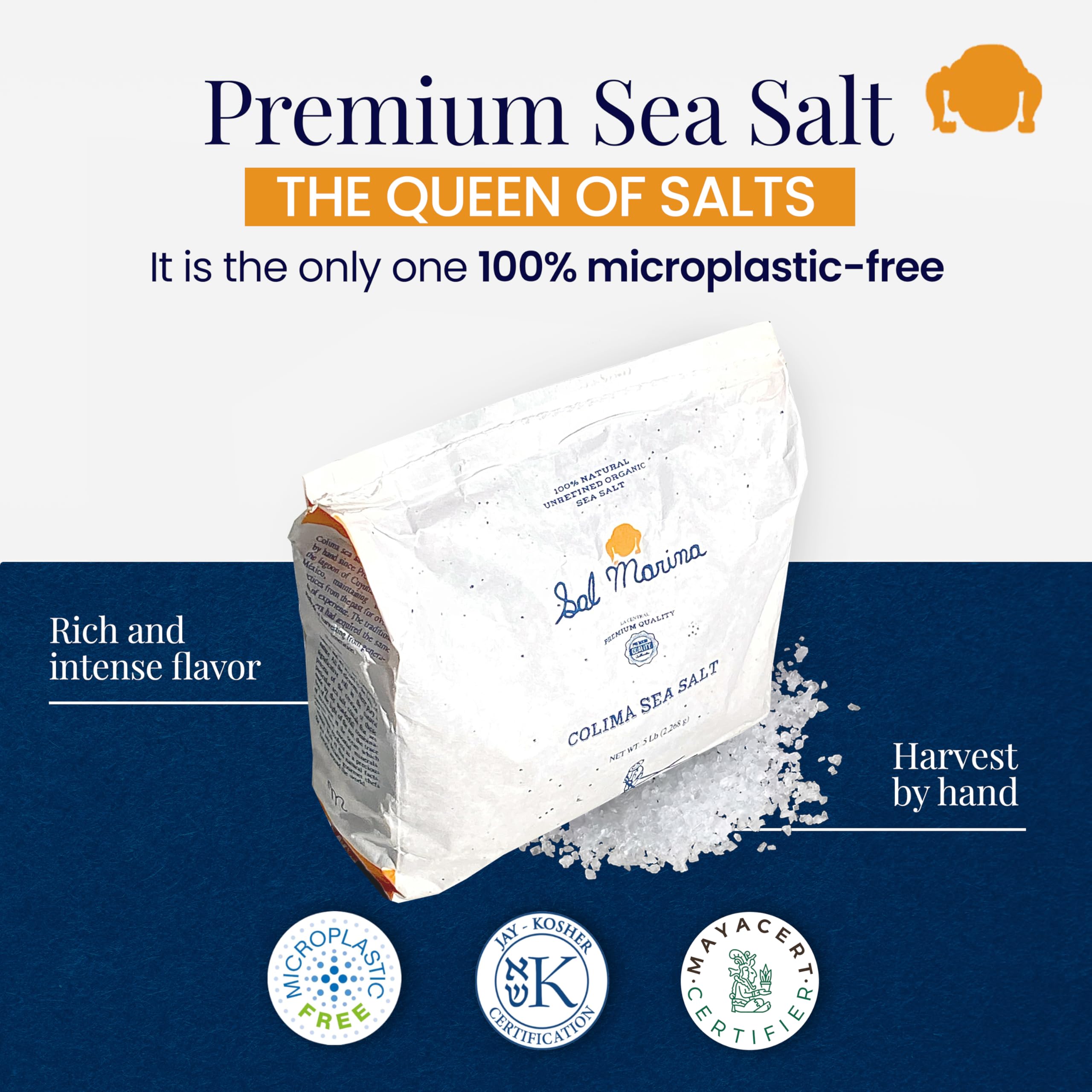 Unrefined Colima Sea Salt 5lbs - 100% Natural Kosher Salt | Vegan, Gluten-Free, Organic Table Seasoning for Cooking & Baking | Perfect for Grilling, Pickling & Gourmet Dishes