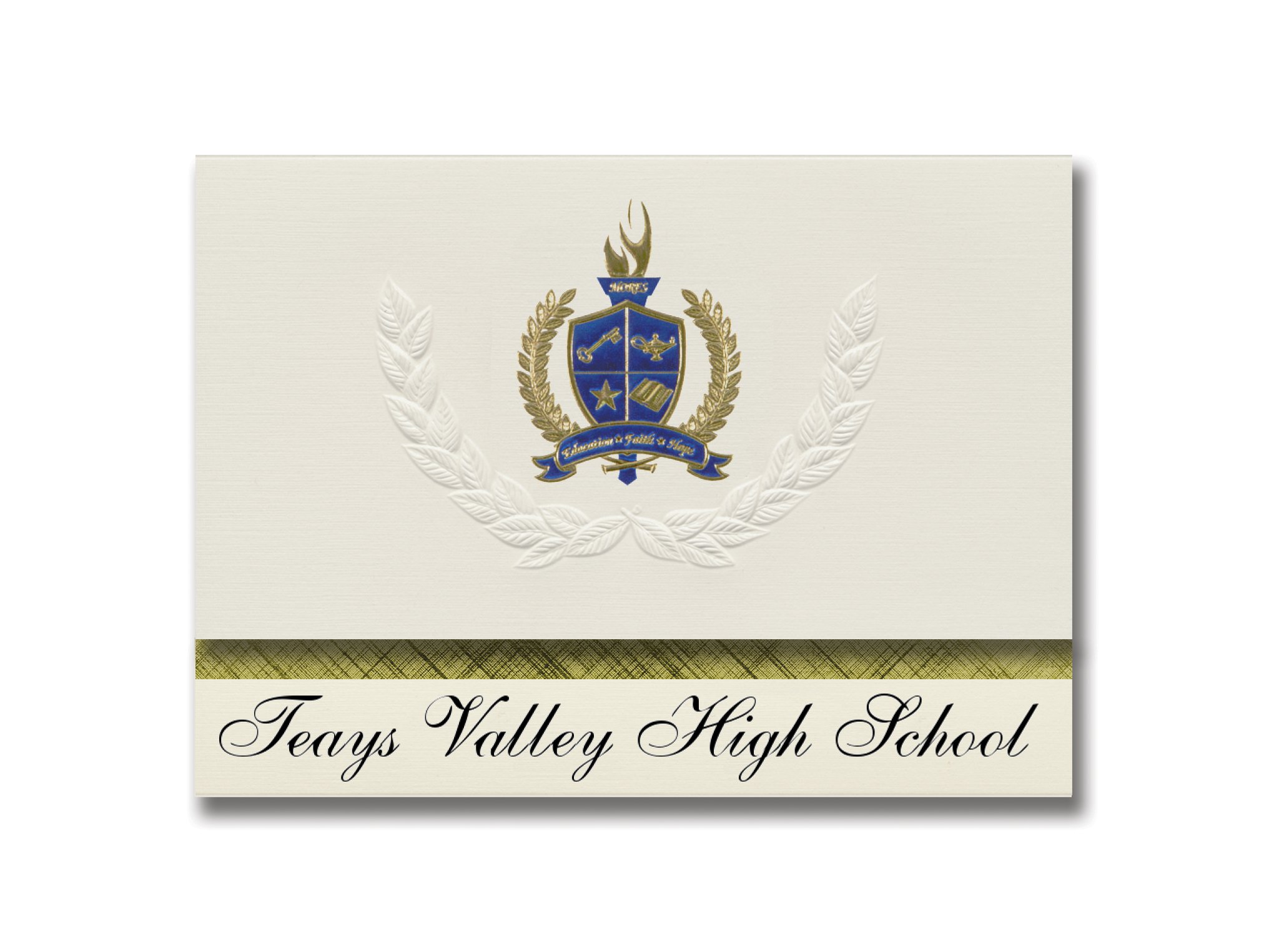 Teays Valley High School Graduation Announcements - Presidential Style Elite Package of 25 with Gold & Blue Metallic Foil Seal - Perfect for Ashville OH Graduates Celebrating Academic Achievements