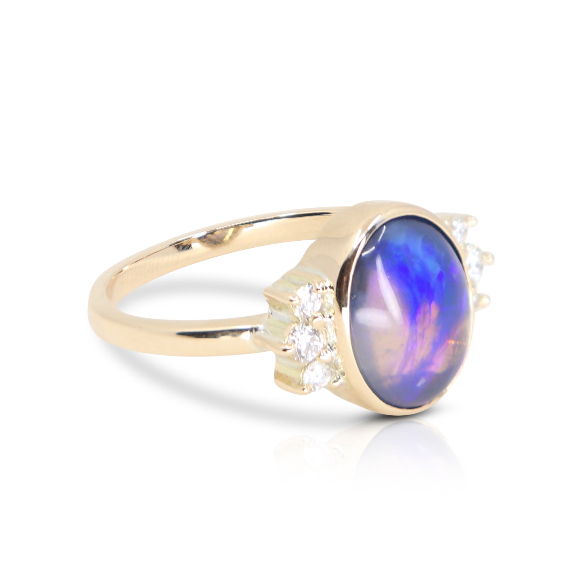 Genuine Australian Black Coober Pedy Opal 14k Yellow Gold Jewelry - Perfect for Elegant Evenings & Special Occasions