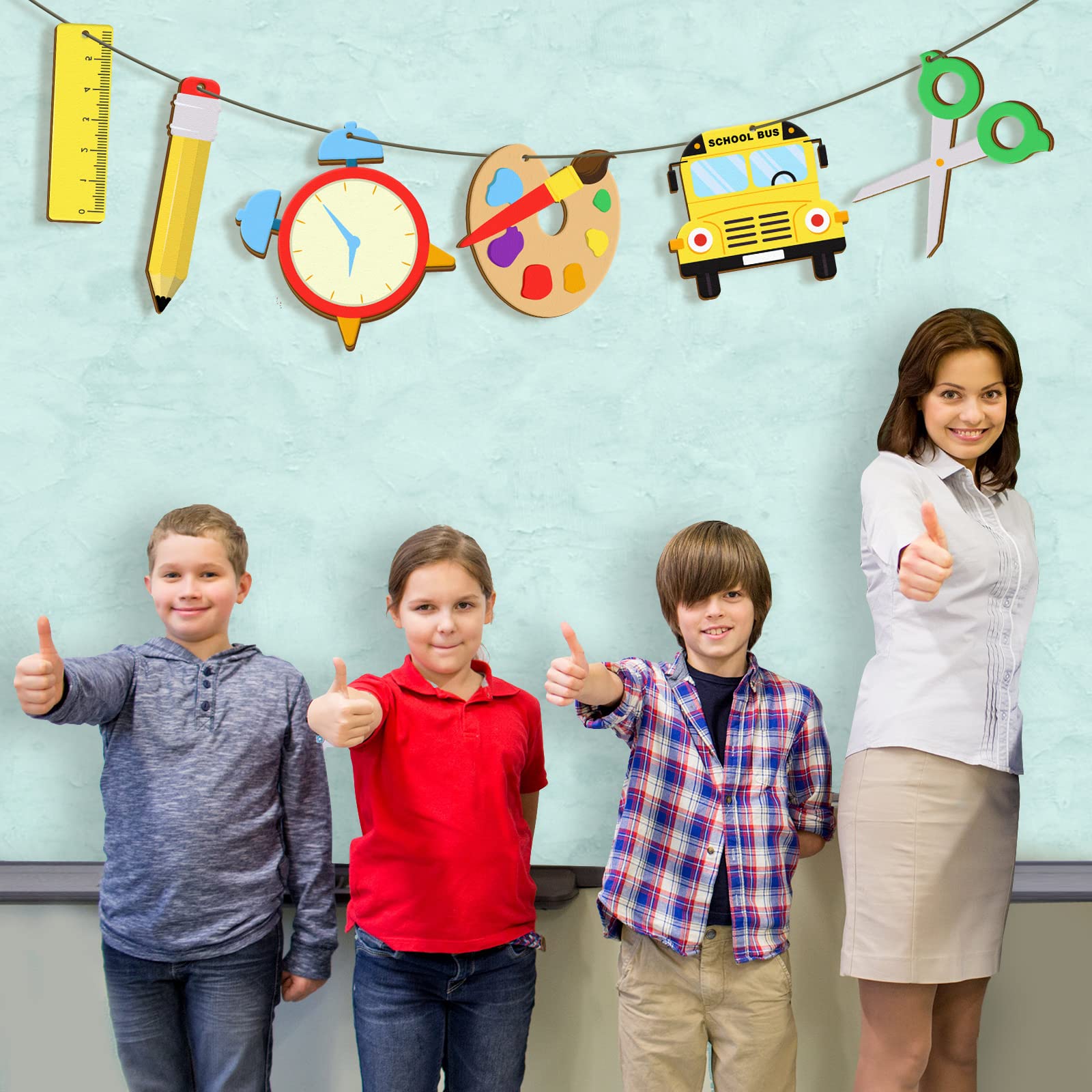 24-Piece Back to School Wooden Hanging Ornaments Set - First Day of School Decorations, Bulletin Board Cutouts & Classroom Party Signs - Perfect for Tree Decor, Classroom Displays & School Celebrations