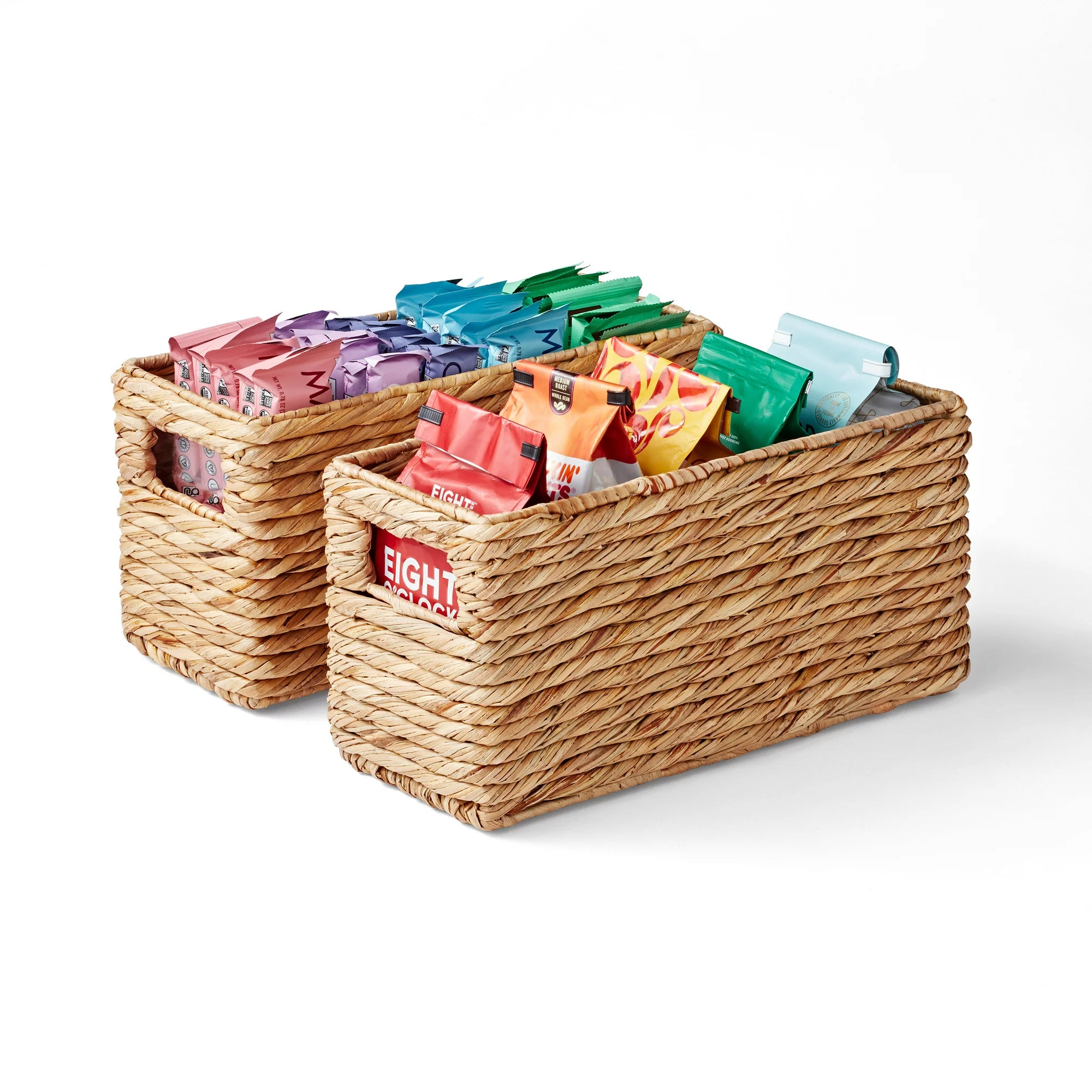 The Home Edit Narrow Woven Storage Bin - Small Space Organizer for Closet, Bathroom & Nursery - Foldable Fabric Baskets for Home Organization