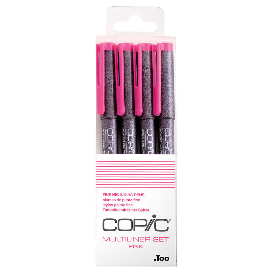 Copic MultiLiner Drawing Pen Set - 4 Pack Fine Line Art Markers for Sketching, Illustration & Manga Drawing (Pink) - Perfect for Artists, Designers & Anime Fans