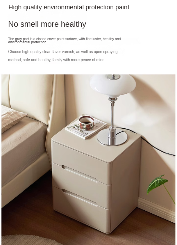 Solid Oak Wood Nightstand with 3 Drawers - Modern Light Luxury Bedside Table for Bedroom, Living Room, or Office