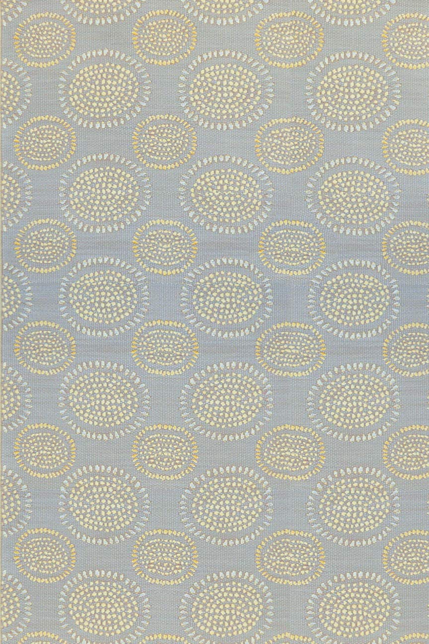 Mad Mats Abstract Outdoor Rug - Reversible Plastic Mat (Molly - Grey/Yellow, 6' x 9') | Waterproof & Durable for Patio, Deck, Poolside & Garden Use