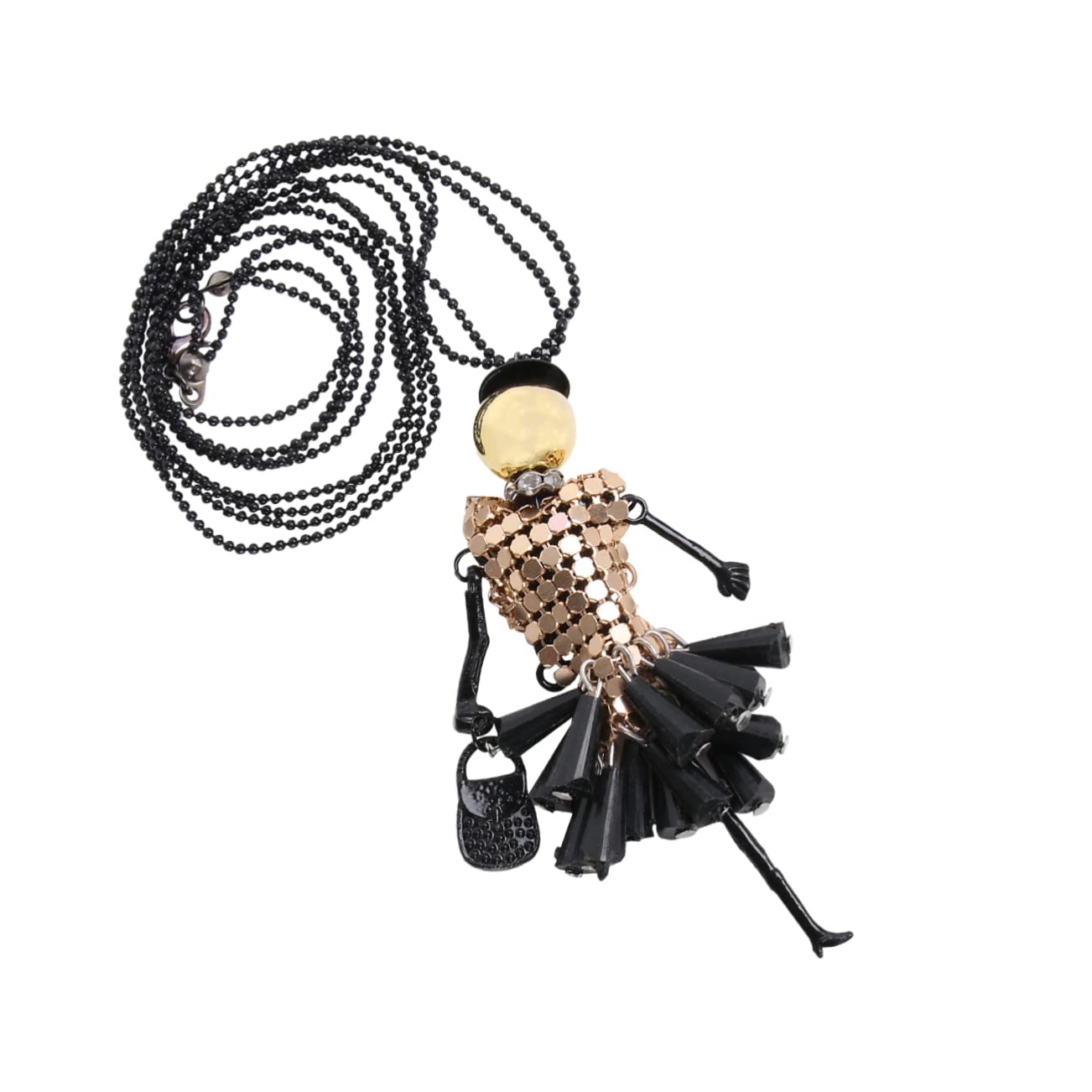 SOIMISS 2-Piece Rhinestone Choker Necklace Set for Women - Crystal Sweater Chain & Dancer Pendant Necklace - Trendy Metal Fashion Jewelry for Girls & Women - Perfect for Parties, Dances & Everyday Wear