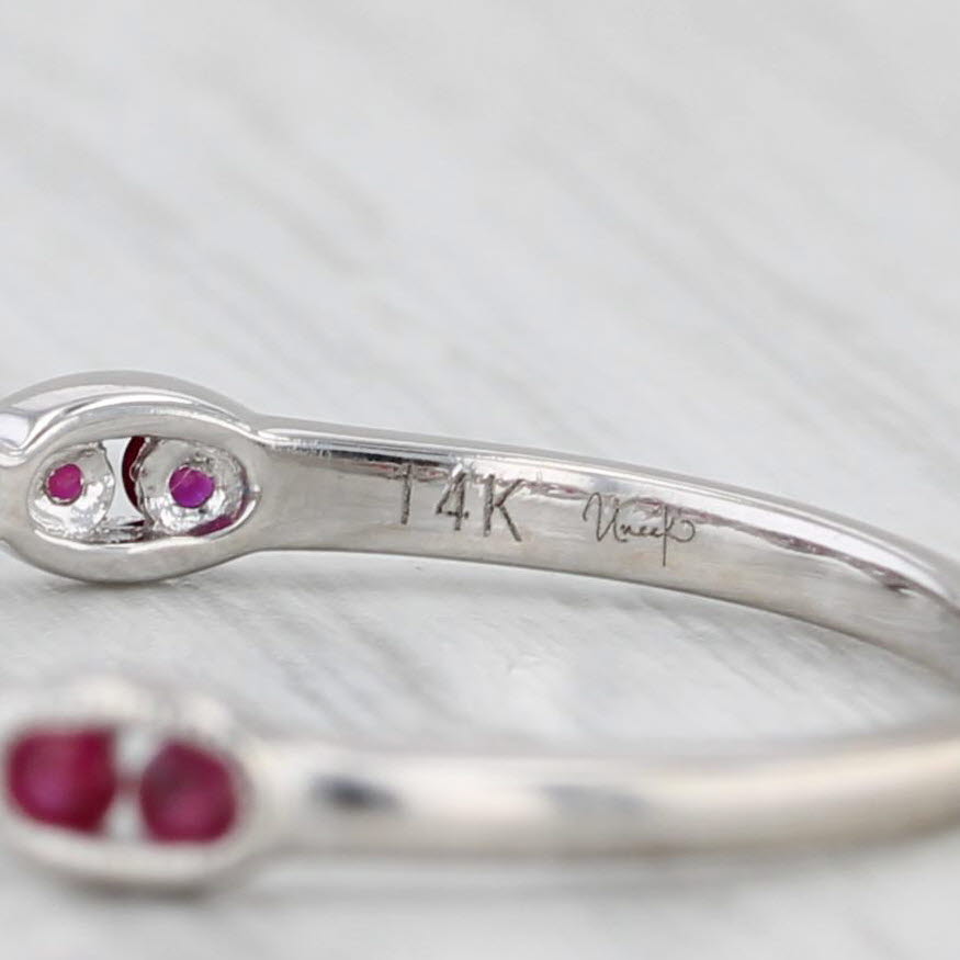0.40ctw Genuine Ruby & Diamond Stackable Ring in 14k White Gold - Size 6.5 Wedding Band for Women, Perfect for Anniversary, Engagement or Everyday Elegant Jewelry Gift