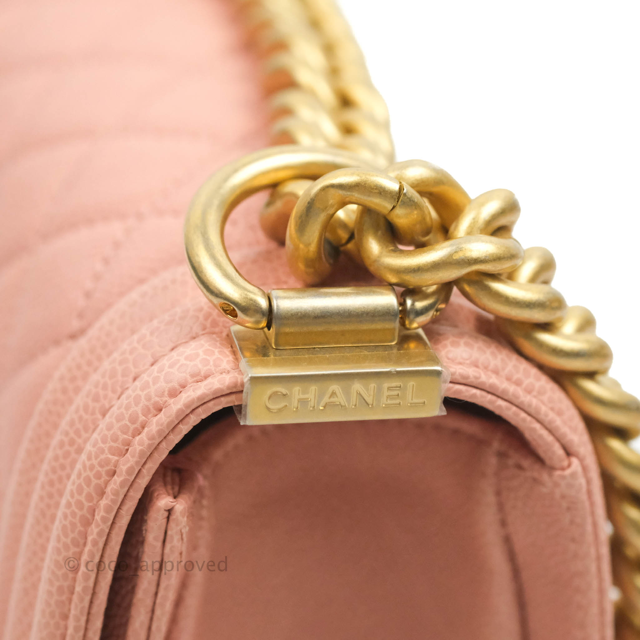 Chanel Boy Small Pink Caviar Gold Hardware Handbag - Luxury Designer Crossbody Bag for Women | Perfect for Date Night, Parties & Special Occasions