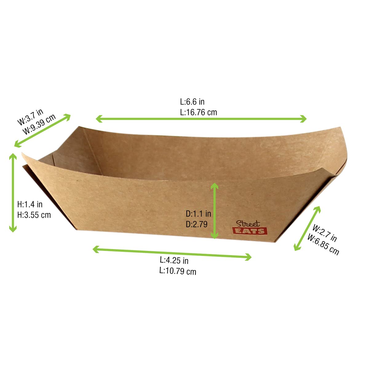 Eco-Friendly Disposable Kraft Brown Paper Food Boats - 13.5 oz, 6.7
