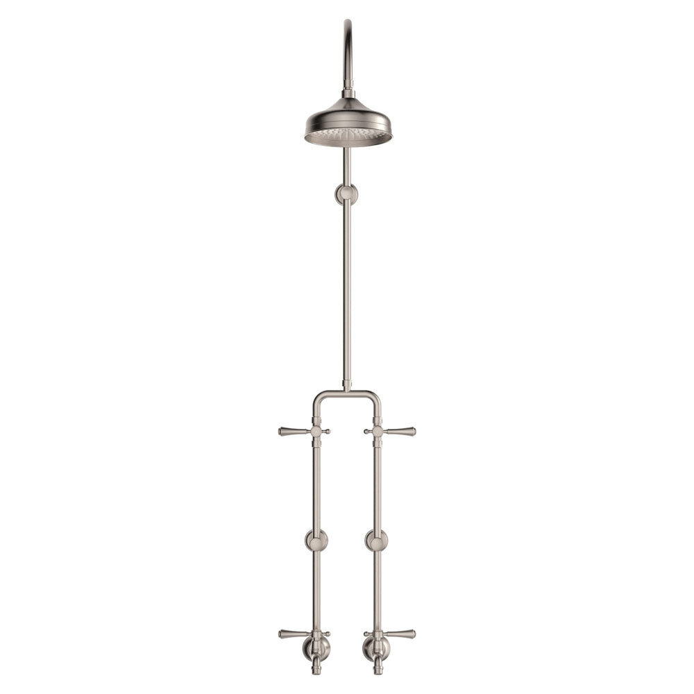 Fienza 455123NN Lillian Lever Exposed Rail Shower & Bath Set in Brushed Nickel - Modern Bathroom Fixture for Spa-Like Shower Experience