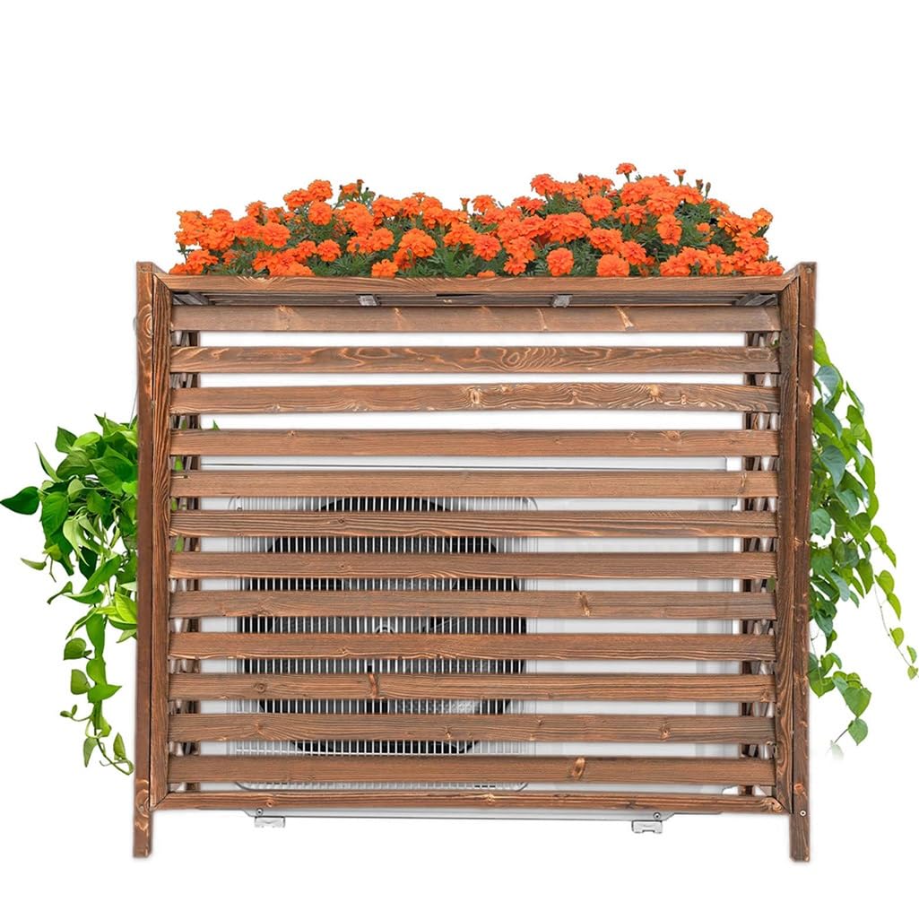 Durable Solid Wood Air Conditioner Cover - Weatherproof Outdoor AC Unit Cover for Privacy & Protection - Perfect for Patio, Garden, and Backyard Use