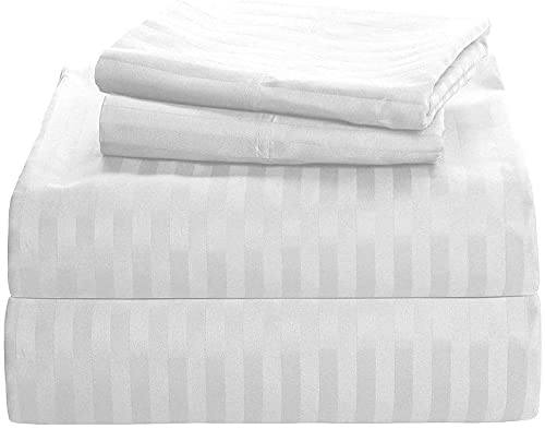 Premium 550 Thread Count Egyptian Cotton Sheet Set - 4 Piece Queen Size Bed Sheets & Pillowcases with Deep Pocket (31-36