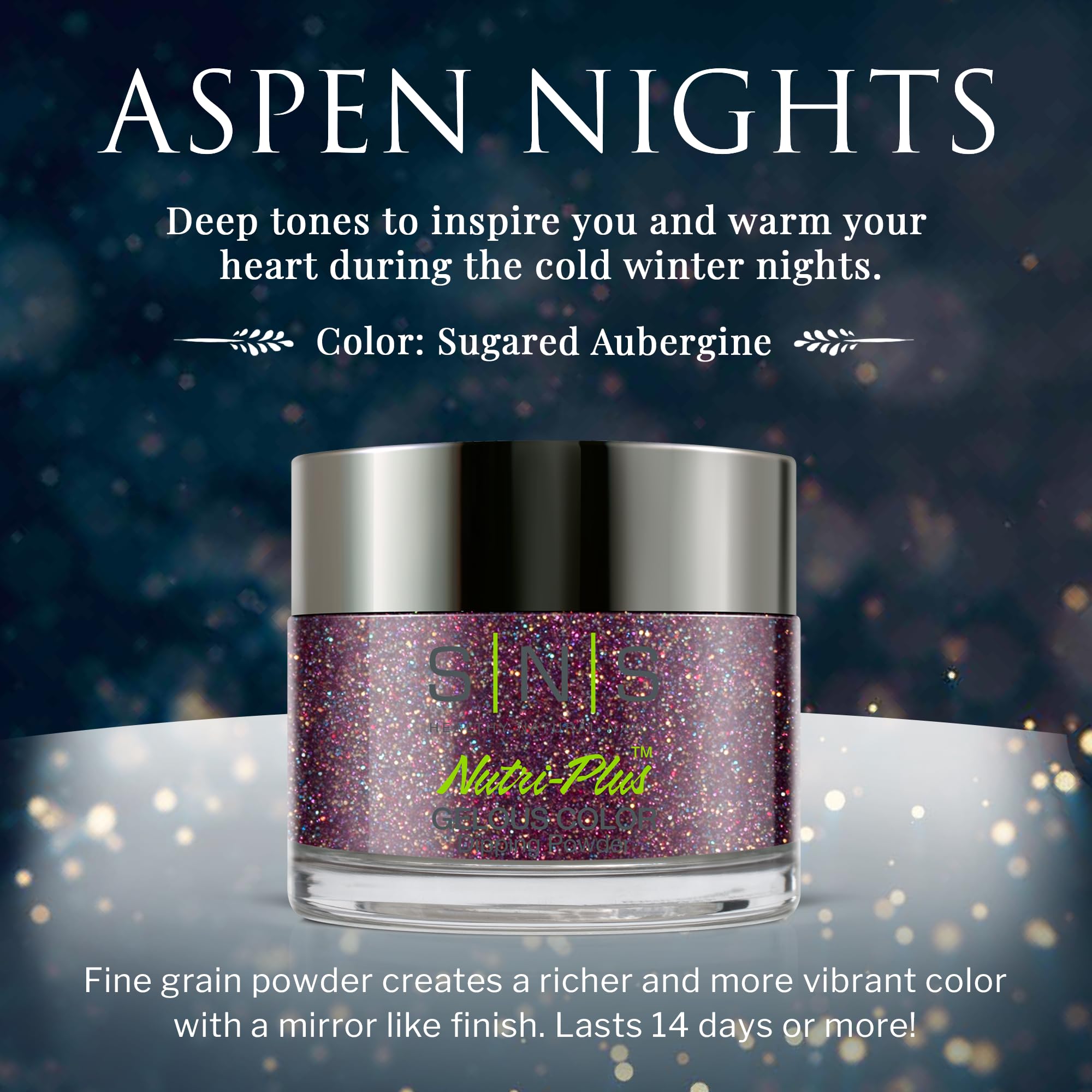 Long-Lasting SNS Nail Dip Powder in Sugared Aubergine Purple - 14-Day Gelous Color Dipping Powder for Acrylic Nails - Low Odor, No UV Lamp Required - 1 oz - Perfect for Salon-Quality Manicures at Home & Special Occasions