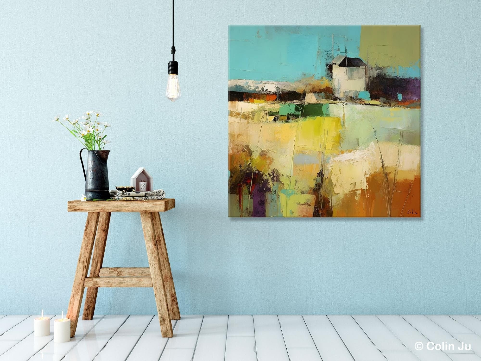 Landscape Canvas Paintings - Hand Painted Acrylic Wall Art, Original Abstract Nature Scenes, Large Modern Artwork for Living Room Decor | Perfect for Home, Office & Gift Giving