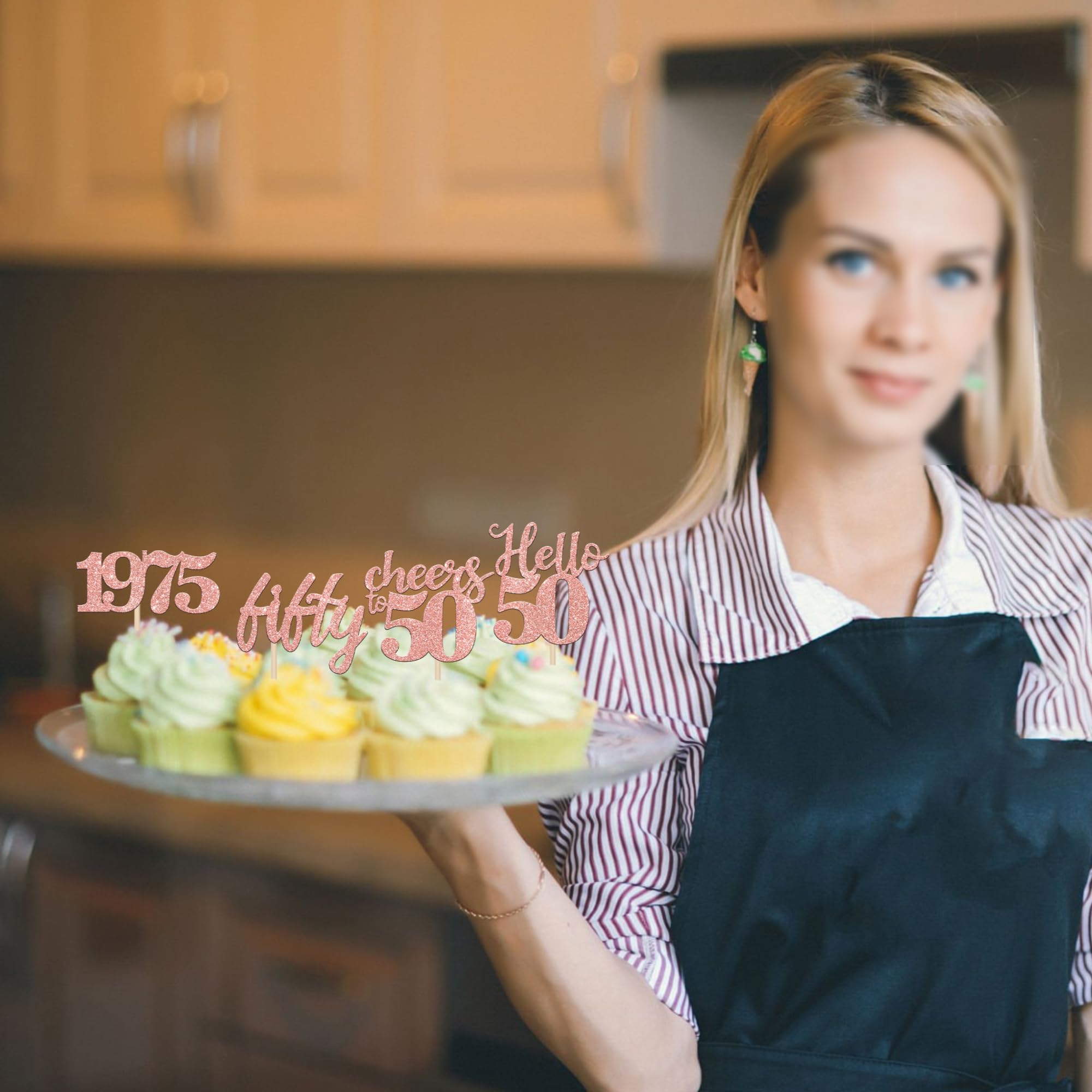 24 PCS 50th Birthday Cupcake Toppers - Glitter 