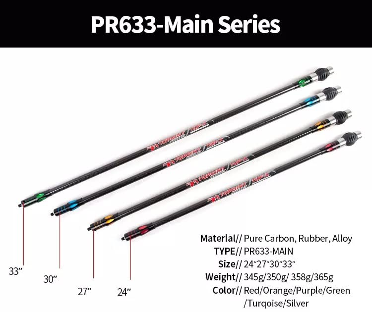 Premium Carbon Fiber Archery Bow Stabilizer Set - 30/10/5 Inch Shock Absorber Balance Bar System for Recurve & Compound Bows | Hunting, Target Practice & Outdoor Shooting Accessories