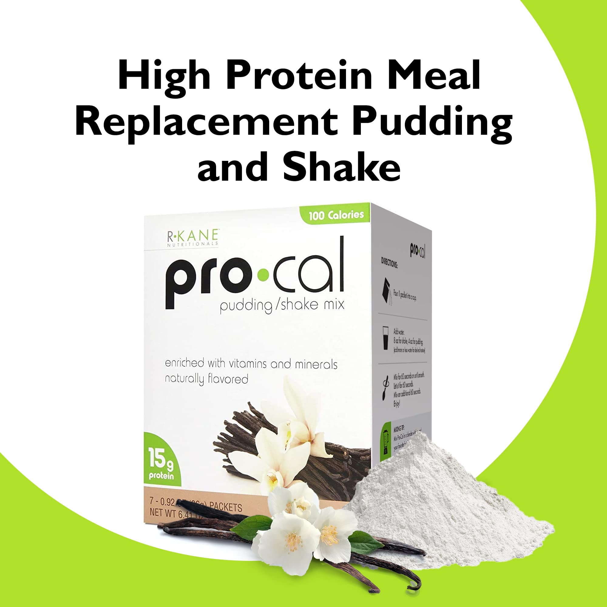 Pro-Cal Vanilla Protein Drink Mix - High Protein, Low Calorie Shake & Pudding Mix (15g Protein) - Meal Replacement for Weight Loss & Muscle Gain - On-the-Go Breakfast Boost - 7 Single-Serve Packets - Perfect for Gym, Workout Recovery & Busy Mornings