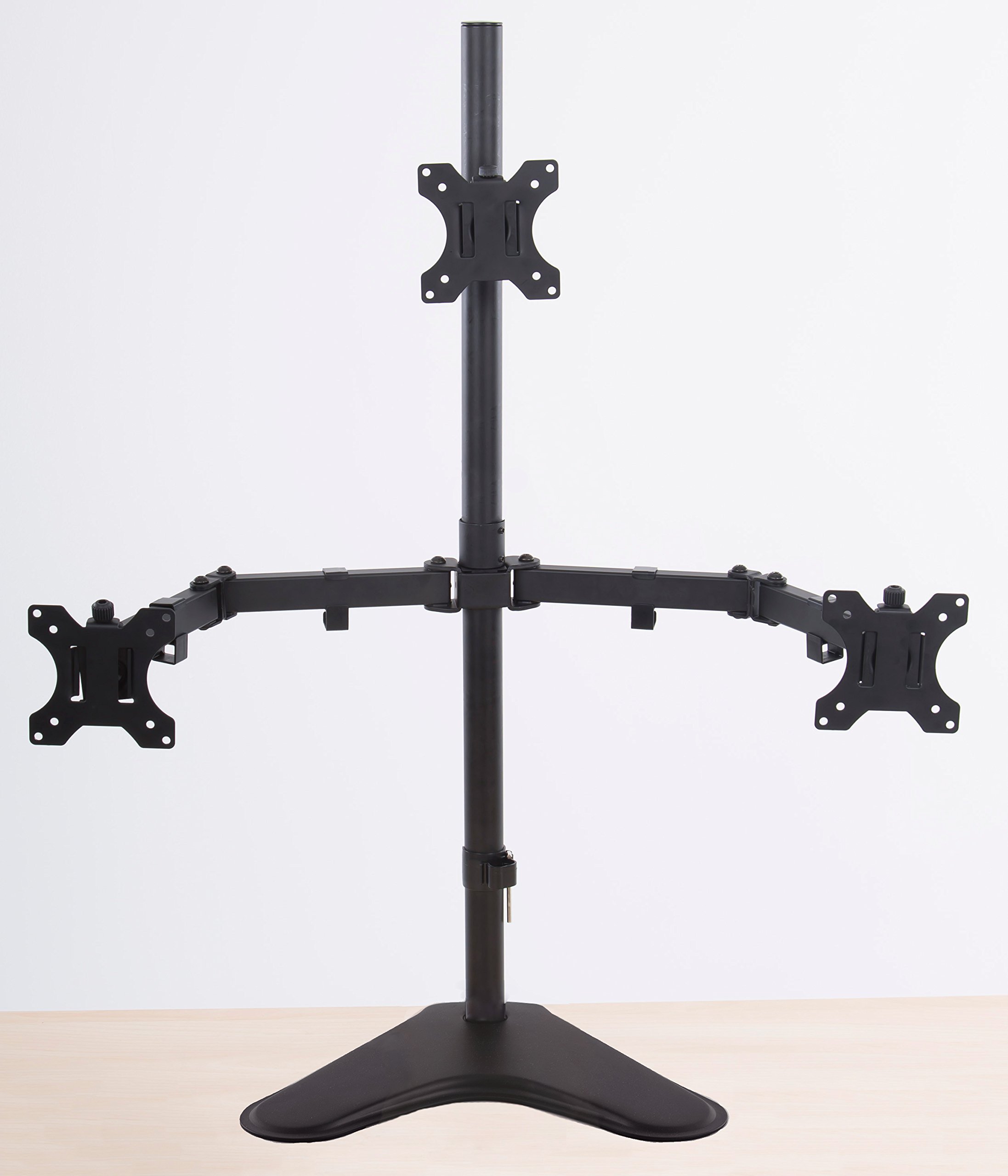 Stand Steady Triple Monitor Desk Stand with Tabletop Base - Adjustable Height & Full Articulation VESA Mount for 13-32 Inch LCD/LED Screens | Perfect for Home Office, Gaming & Workstation Setup