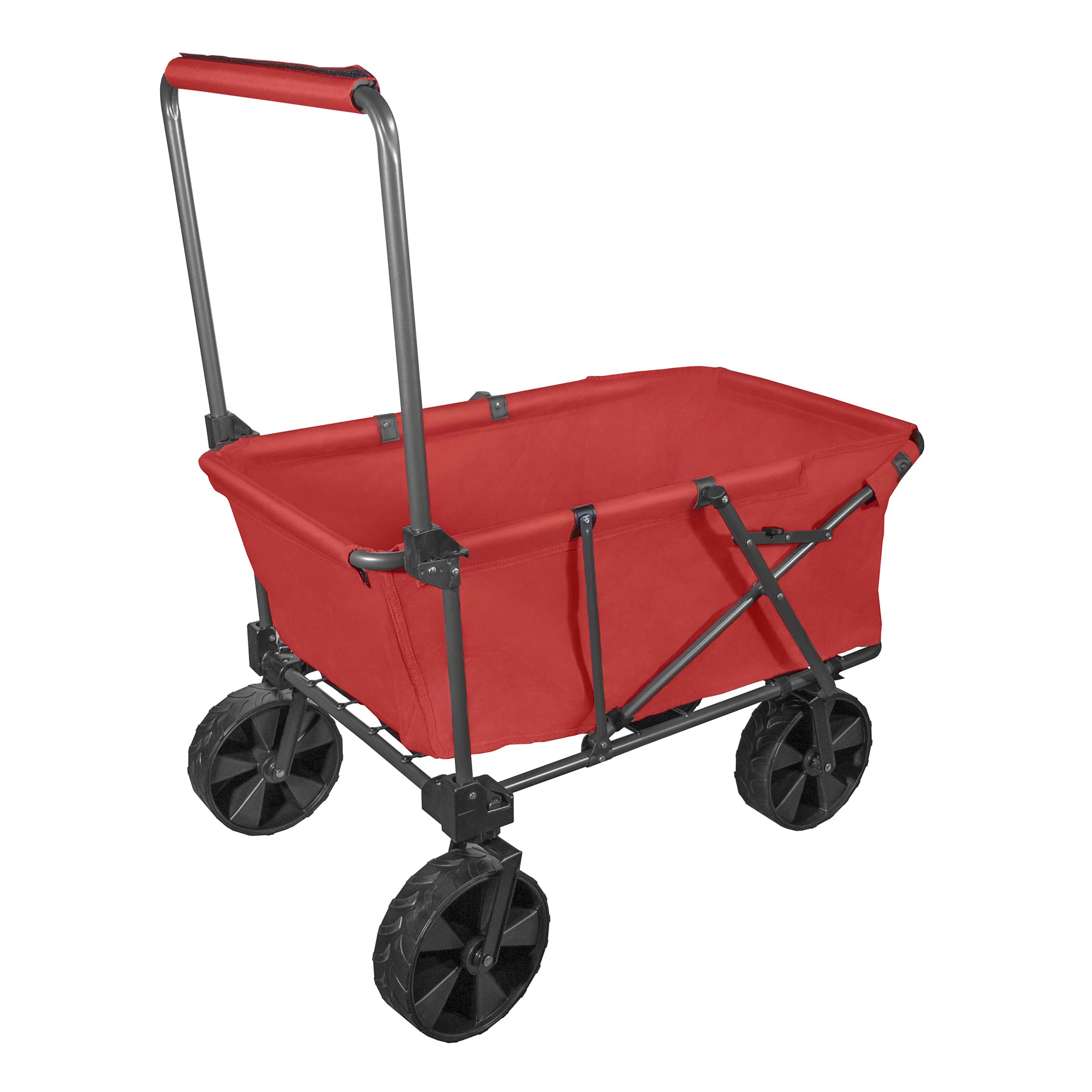 Zenithen Steel Foldable Large Utility Cart with X-Large All-Terrain Wheels - Heavy Duty Folding Wagon for Camping, Beach, Yard Work, Groceries & Outdoor Activities (Red)