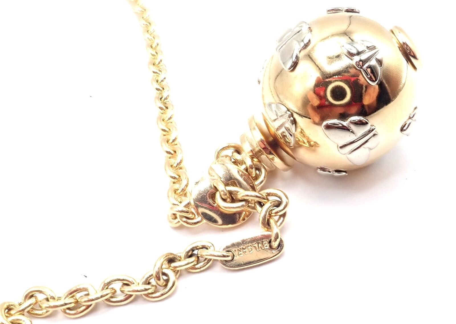 Authentic Bvlgari 18k Yellow Gold Butterfly Globe Pendant Necklace with Chain - Elegant Jewelry Gift for Women, Perfect for Parties & Special Occasions