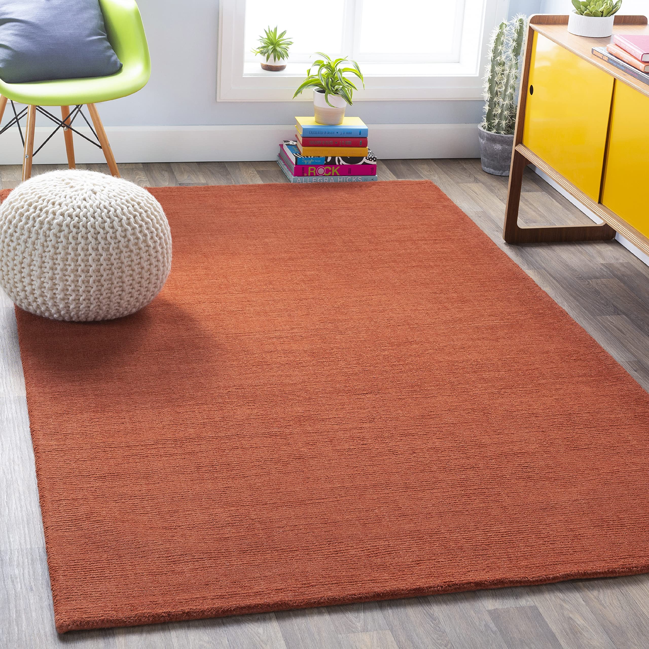 Mark&Day 9x13 Modern Wool Area Rug in Burnt Orange - Soft & Durable Carpet for Living Room, Bedroom, Kitchen - Perfect for Cozy Home Decor & High-Traffic Areas (9' x 13')