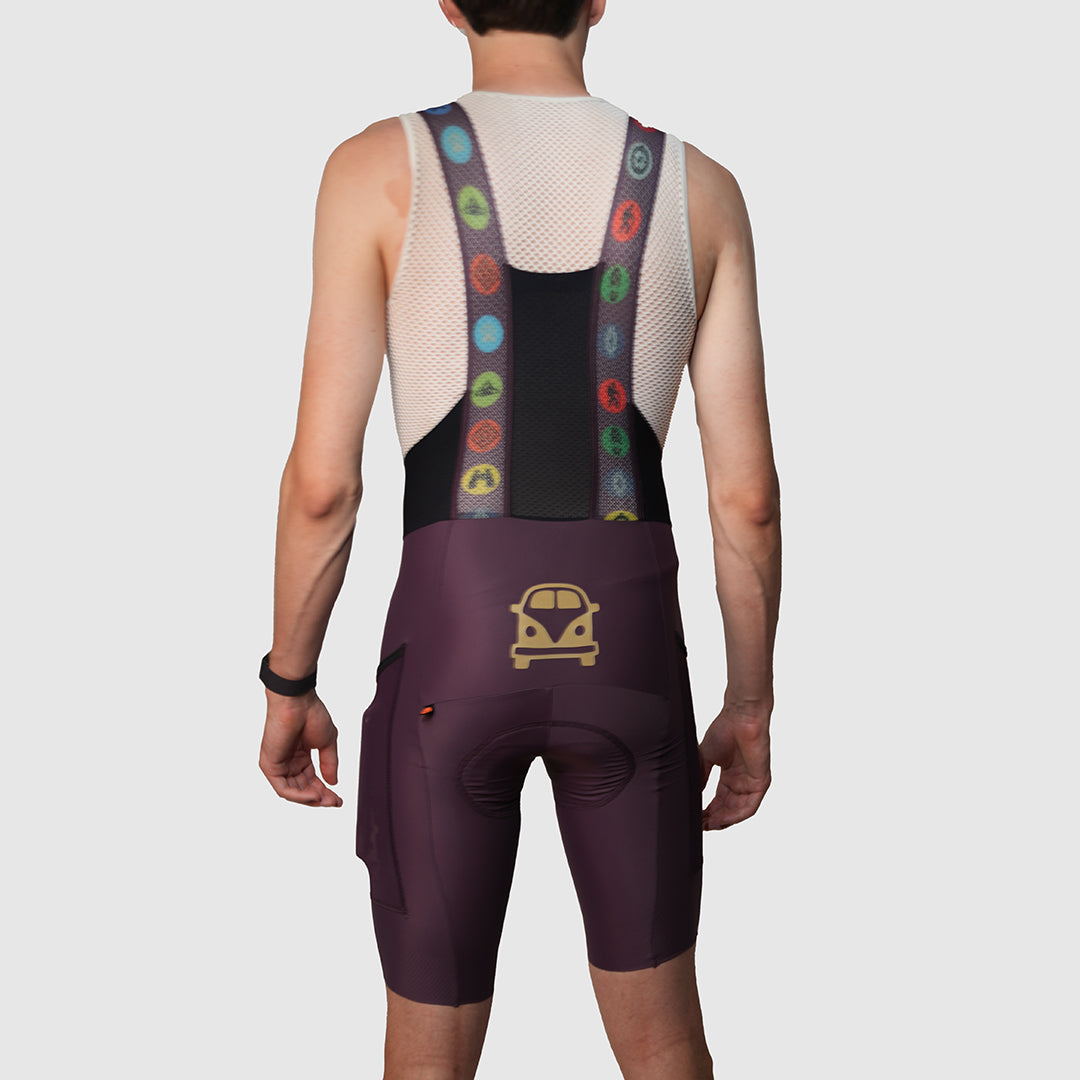 Camper Cargo Eggplant Bibs - Durable Waterproof Workwear for Outdoor Camping, Hiking & Gardening - Adjustable Straps & Multiple Pockets