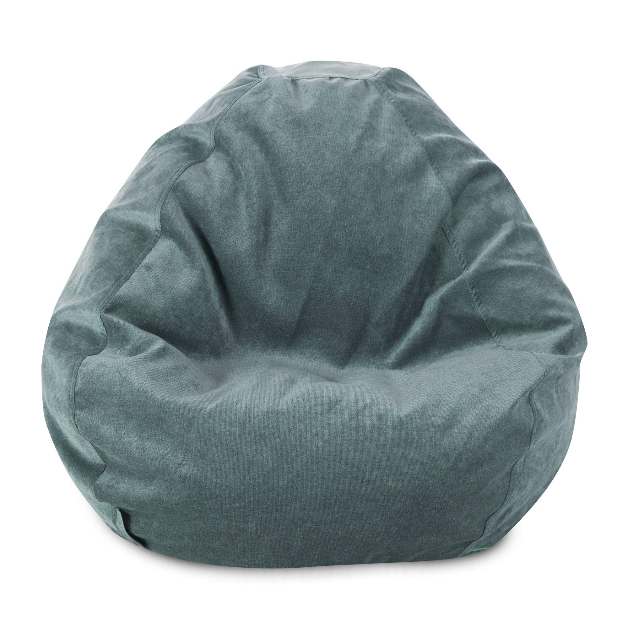 Majestic Home Goods Villa Large Classic Bean Bag Chair in Azure Blue - Perfect for Living Rooms, Bedrooms & Game Rooms