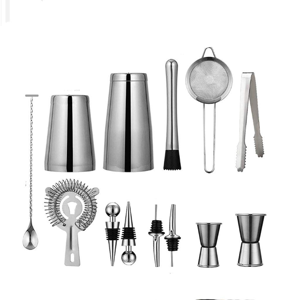 13-Piece Professional Stainless Steel Cocktail Shaker Set with Ice Tongs & Mixing Tools - Bartender Kit for Home Bars, Parties & Mixology Enthusiasts