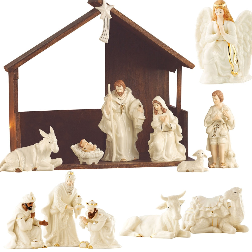 Belleek Living 15-Piece Nativity Set - Handcrafted Christmas Nativity Scene for Home Decor, Holiday Display & Gift Giving