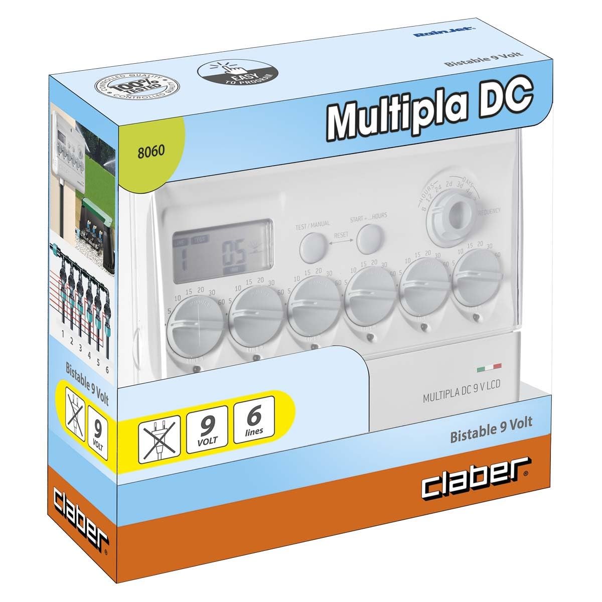 Claber Multipla DC with LCD Digital Water Timer - Automatic Irrigation System for Garden, Lawn & Plants | Indoor & Outdoor Use