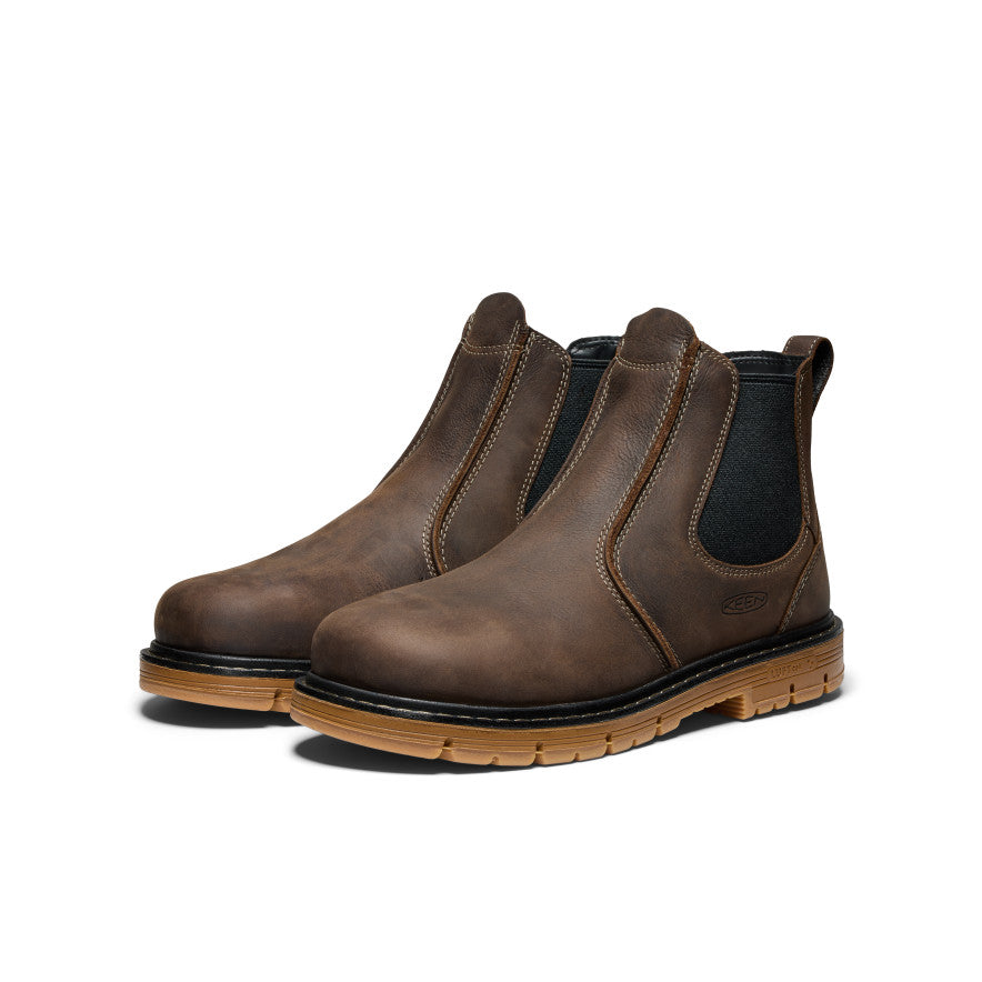 Men's San Jose Chelsea 90° Heel Boot with Aluminum Toe - Cascade Brown/Gum | Slip-Resistant Work Boots for Construction & Outdoor Activities